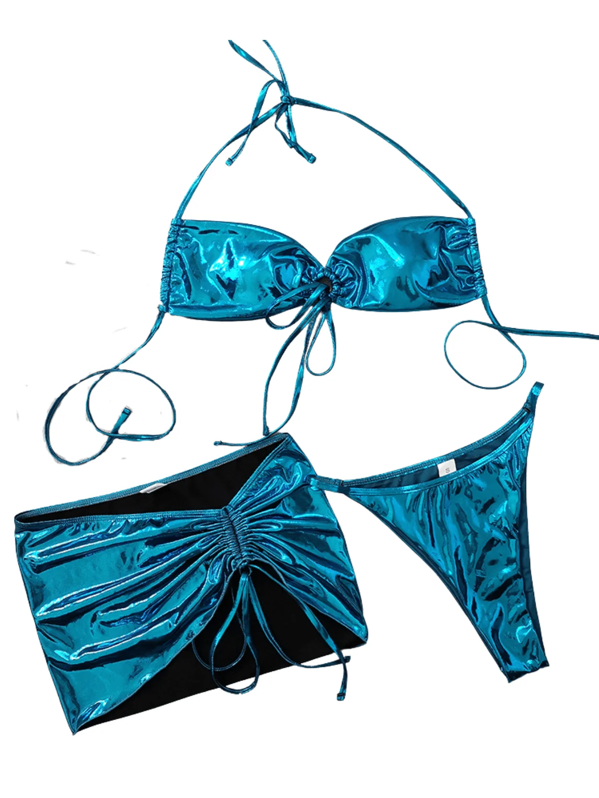 Metallic Bikini Set with Lacing Detail