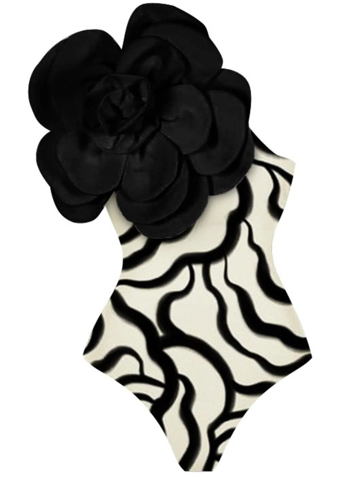 Zebra Flower Print One-Piece Swimsuit - Stylish Swimwear for Women