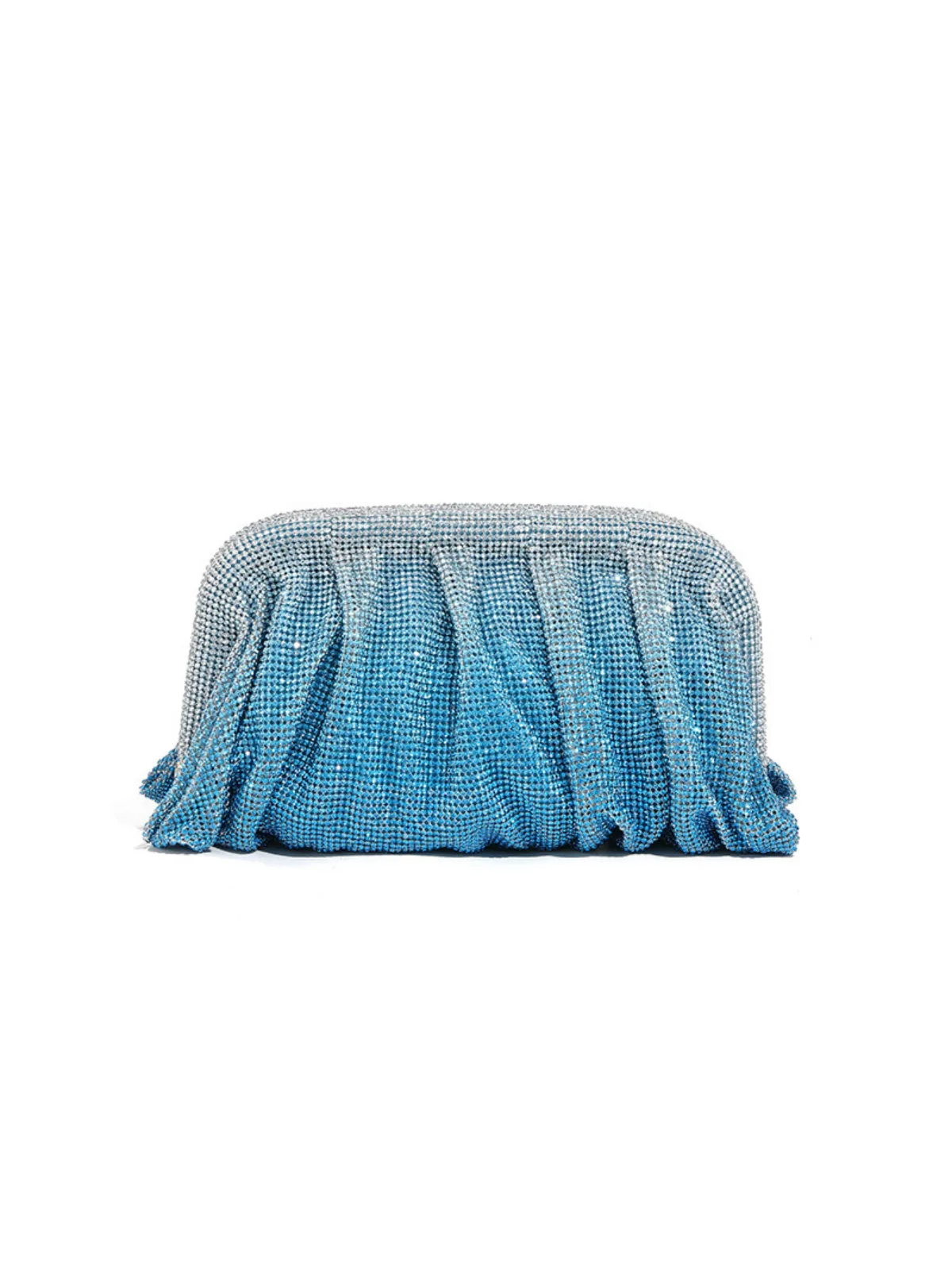 Blue Crystal Ruched Clutch Bag - Elegant Special Occasion Accessory
