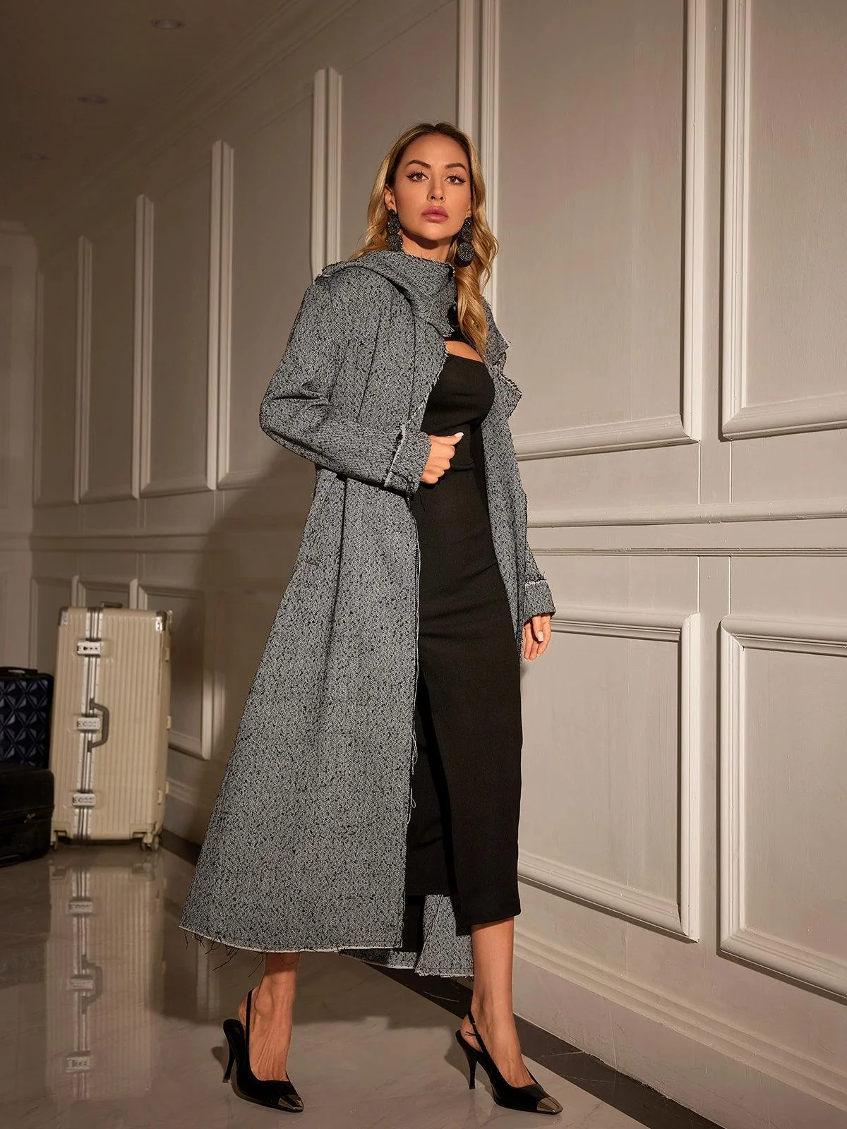 Classic Houndstooth Winter Coat