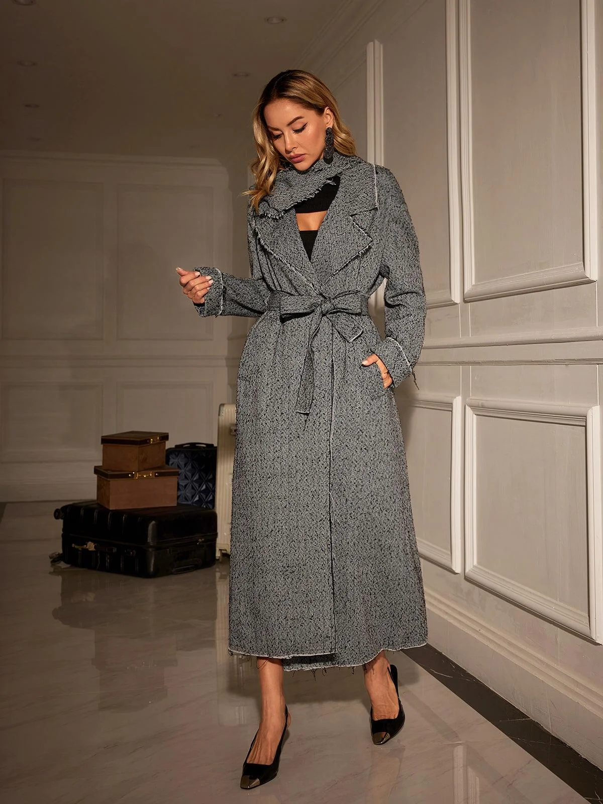 Classic Houndstooth Winter Coat