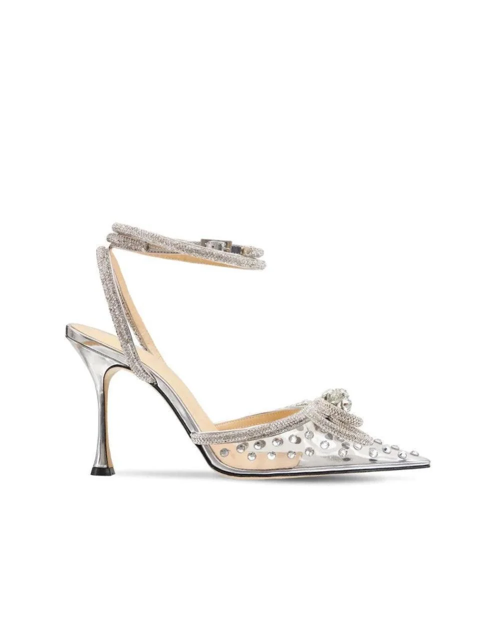 Bow Embellished Transparent Heels - Crystal Detail Stiletto Shoes