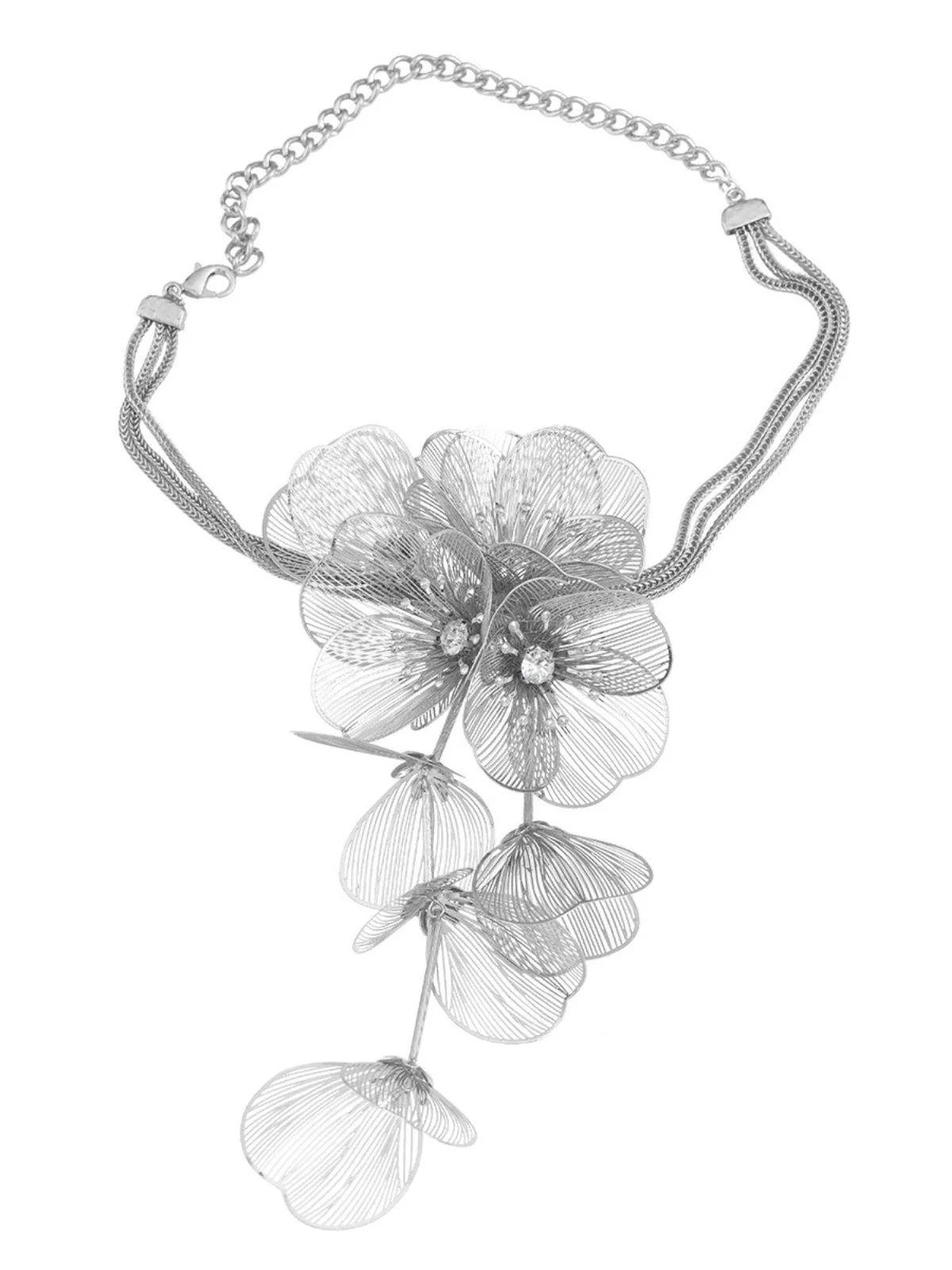 Elegant Blossom Choker Necklace - Delicate Floral Pendant Design