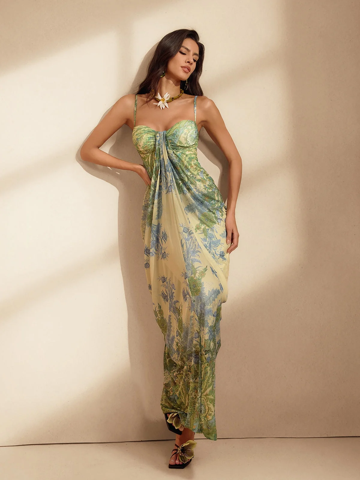Floral Maxi Dress with Spaghetti Straps