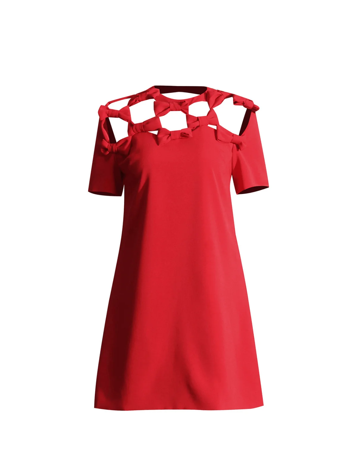 Elegant Hollow Bow Red Mini Dress for Women