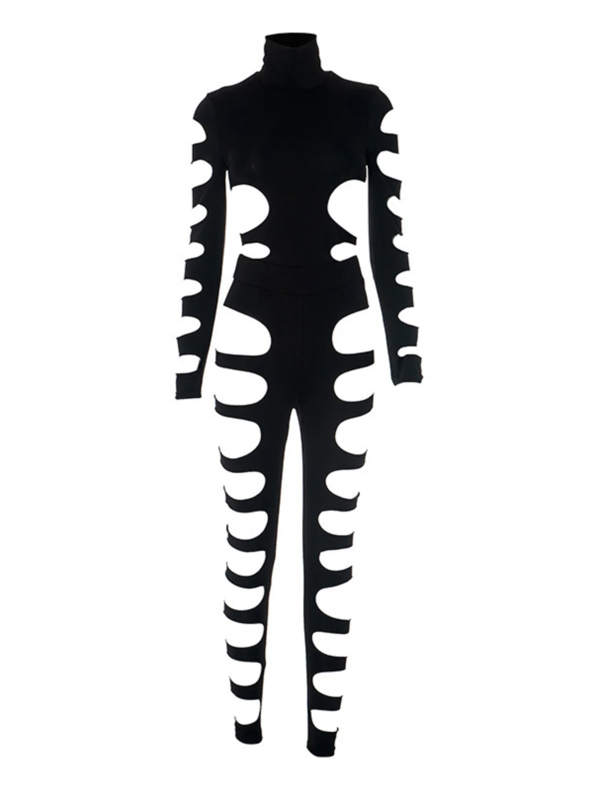 Chic Long Sleeve Cutout Pants Set in Polyester Fabric