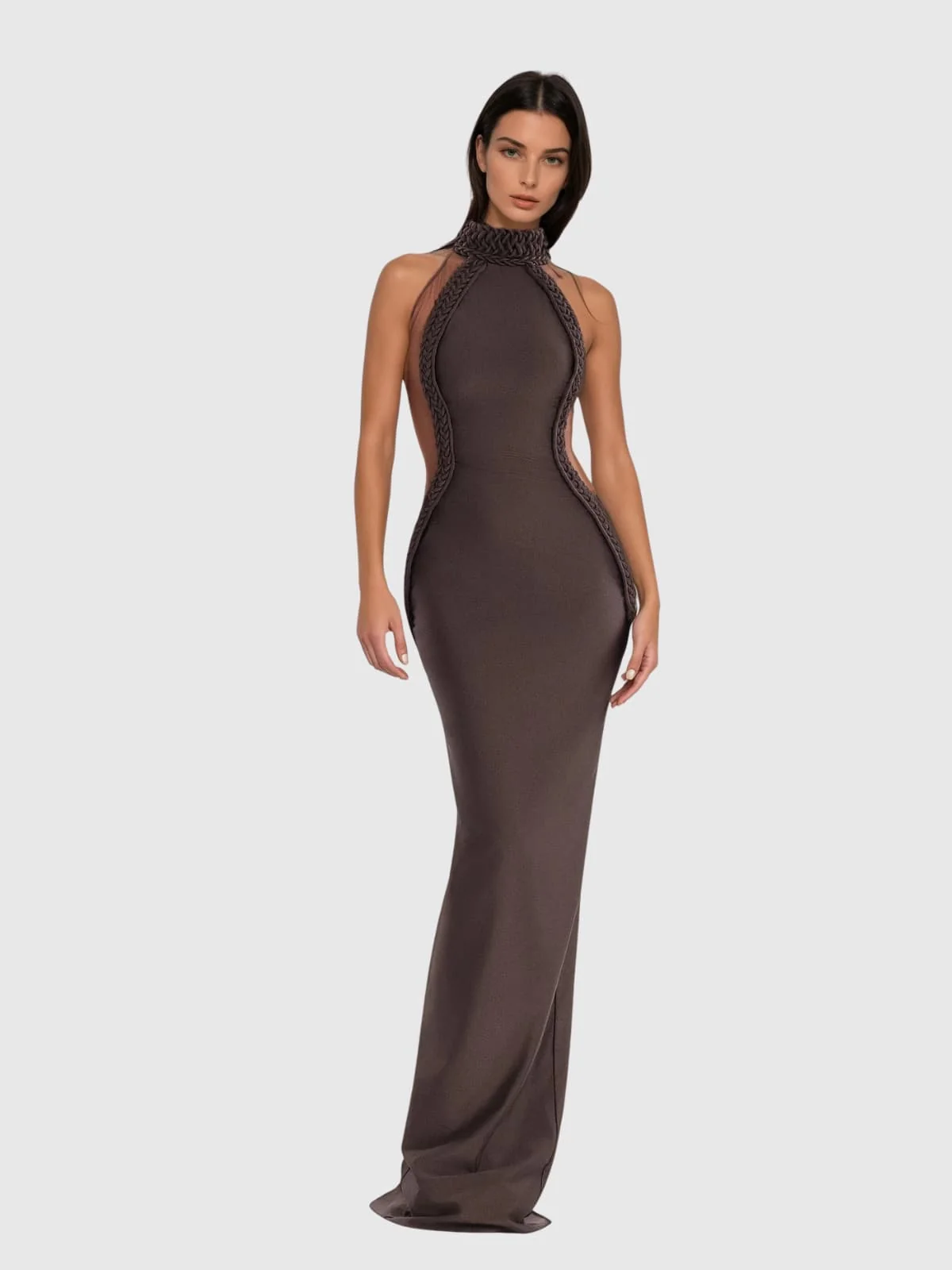 Chic Halterneck Sennit Split Maxi Dress