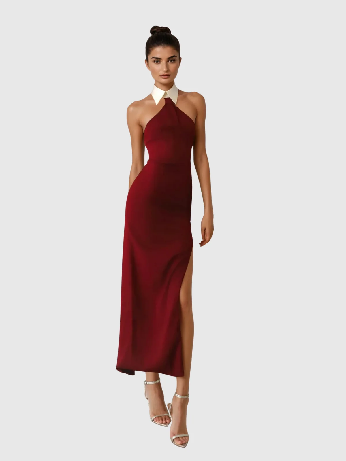 Elegant Halterneck Bandage Maxi Dress with Side Split