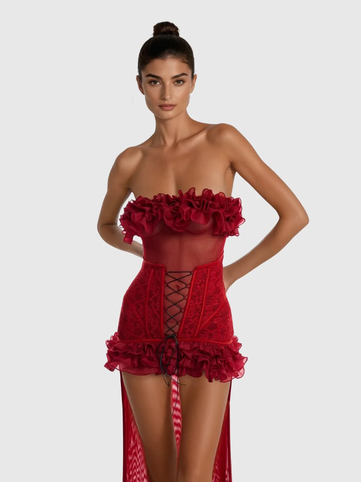 Elegant Strapless Mesh Maxi Dress - Timeless Sophistication