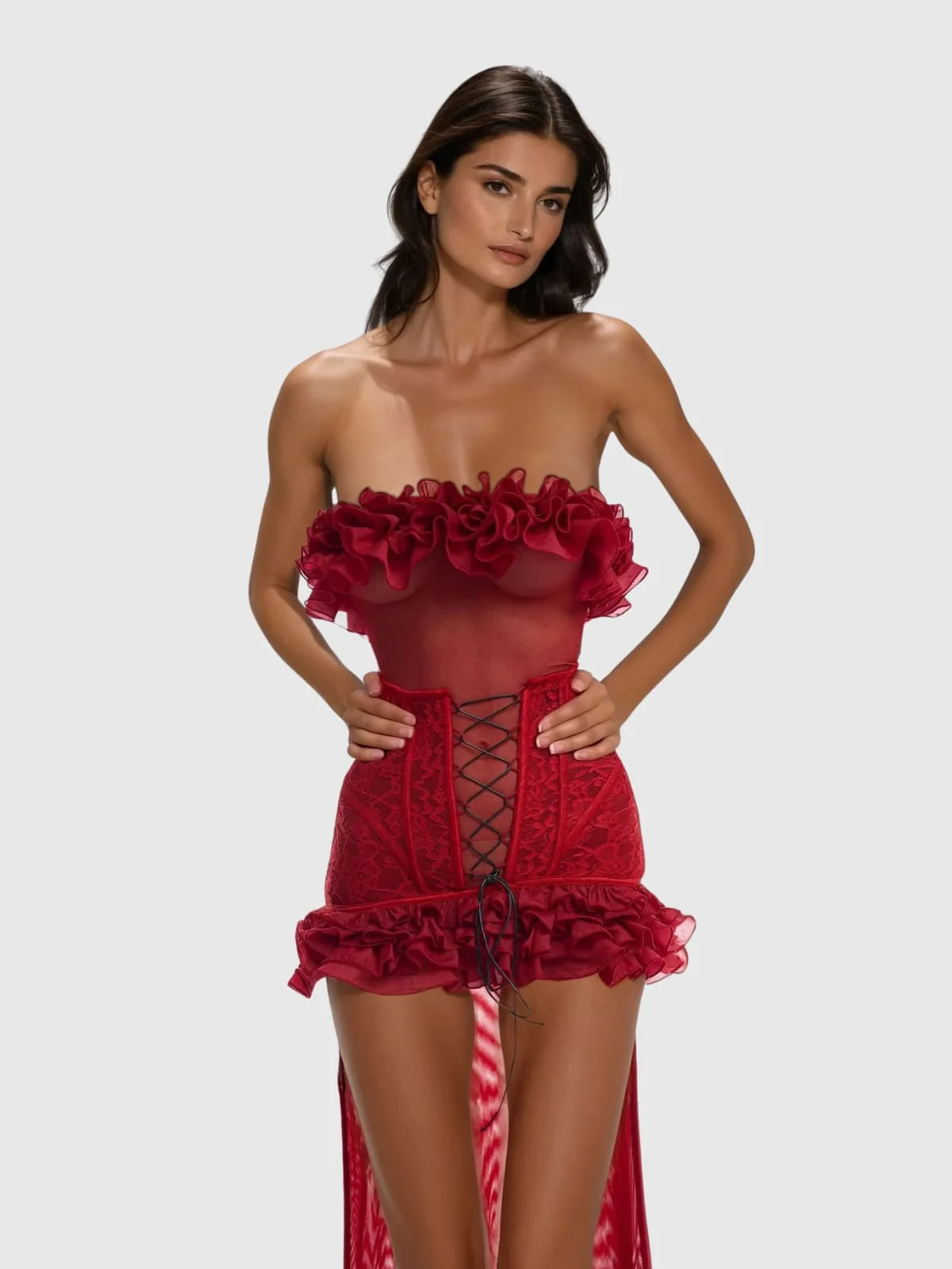 Elegant Strapless Mesh Maxi Dress - Timeless Sophistication