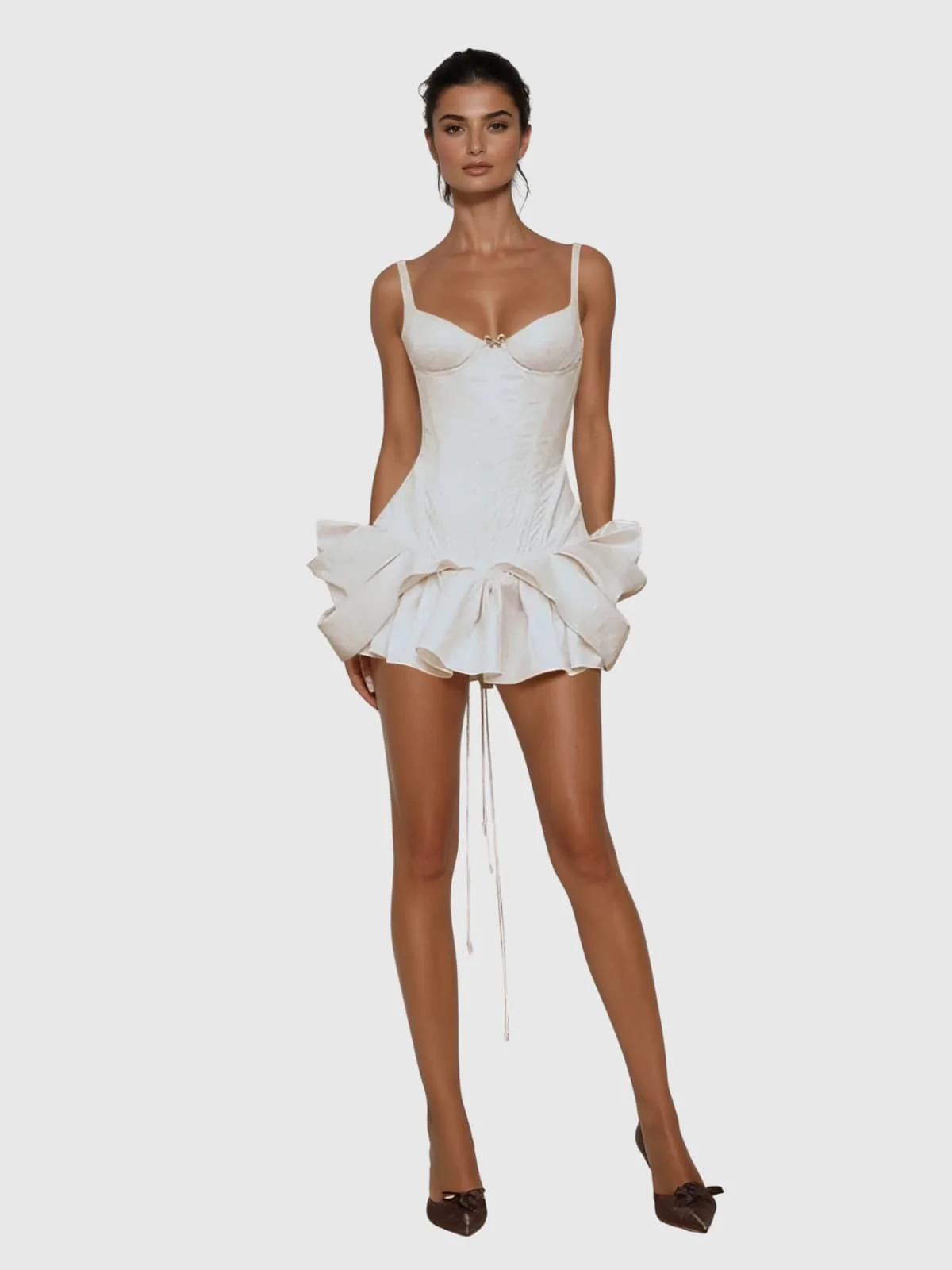 Chic Black Spaghetti Strap Corset Mini Dress