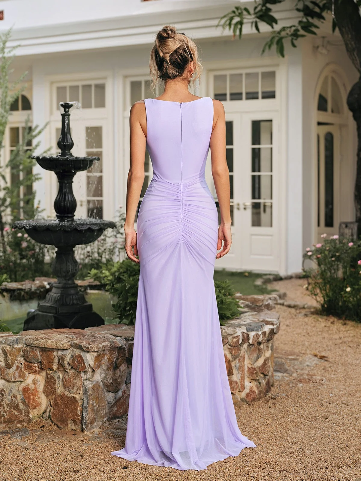 Purple Ruched Maxi Dress for Women