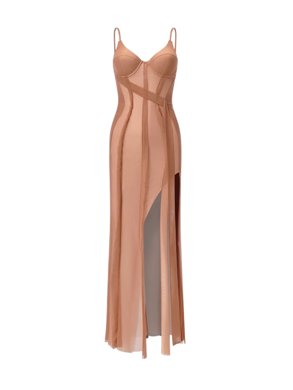 Elegant Brown Maxi Dress with Side Split