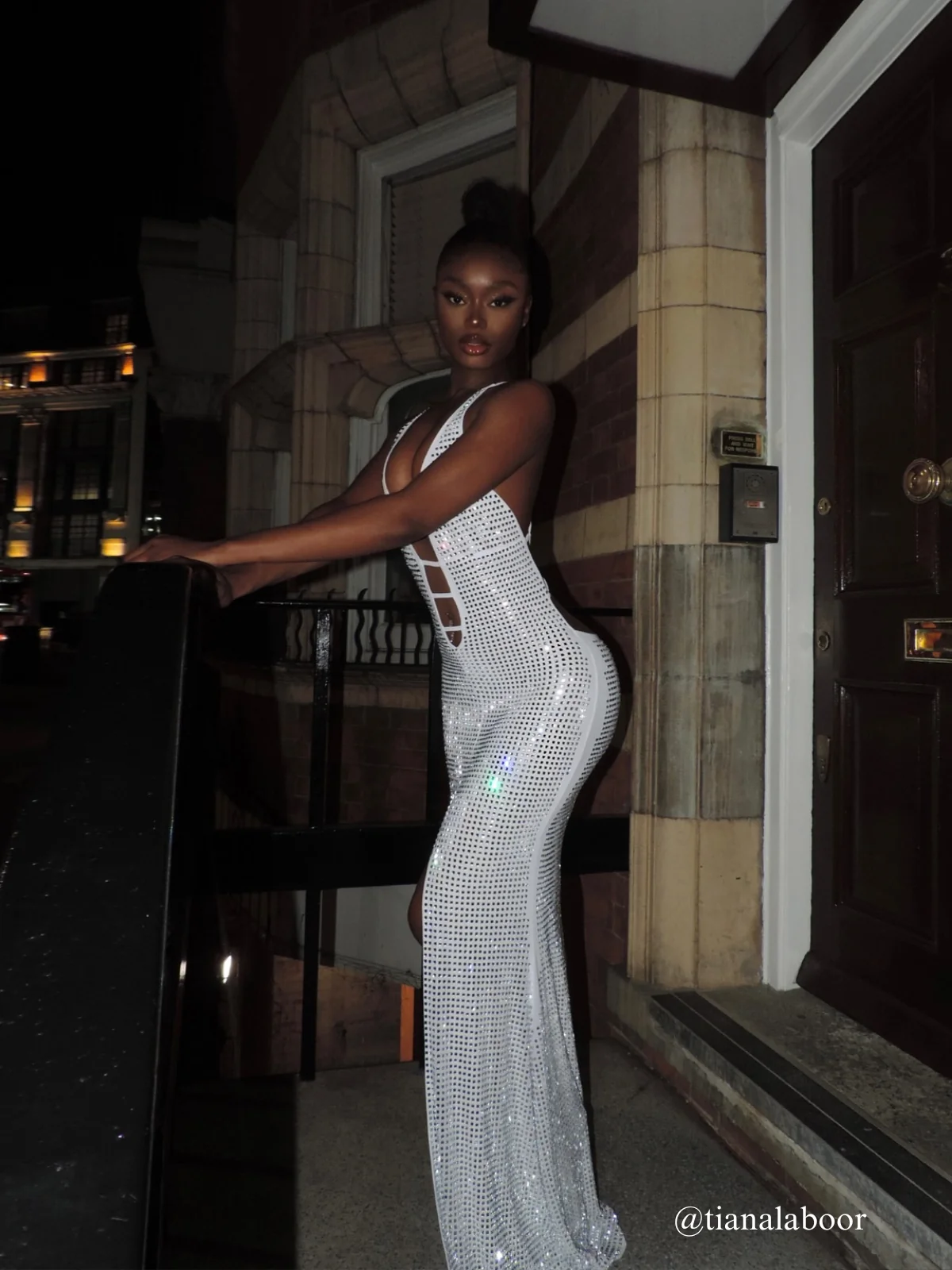 White Halter Neck Rhinestone Maxi Dress