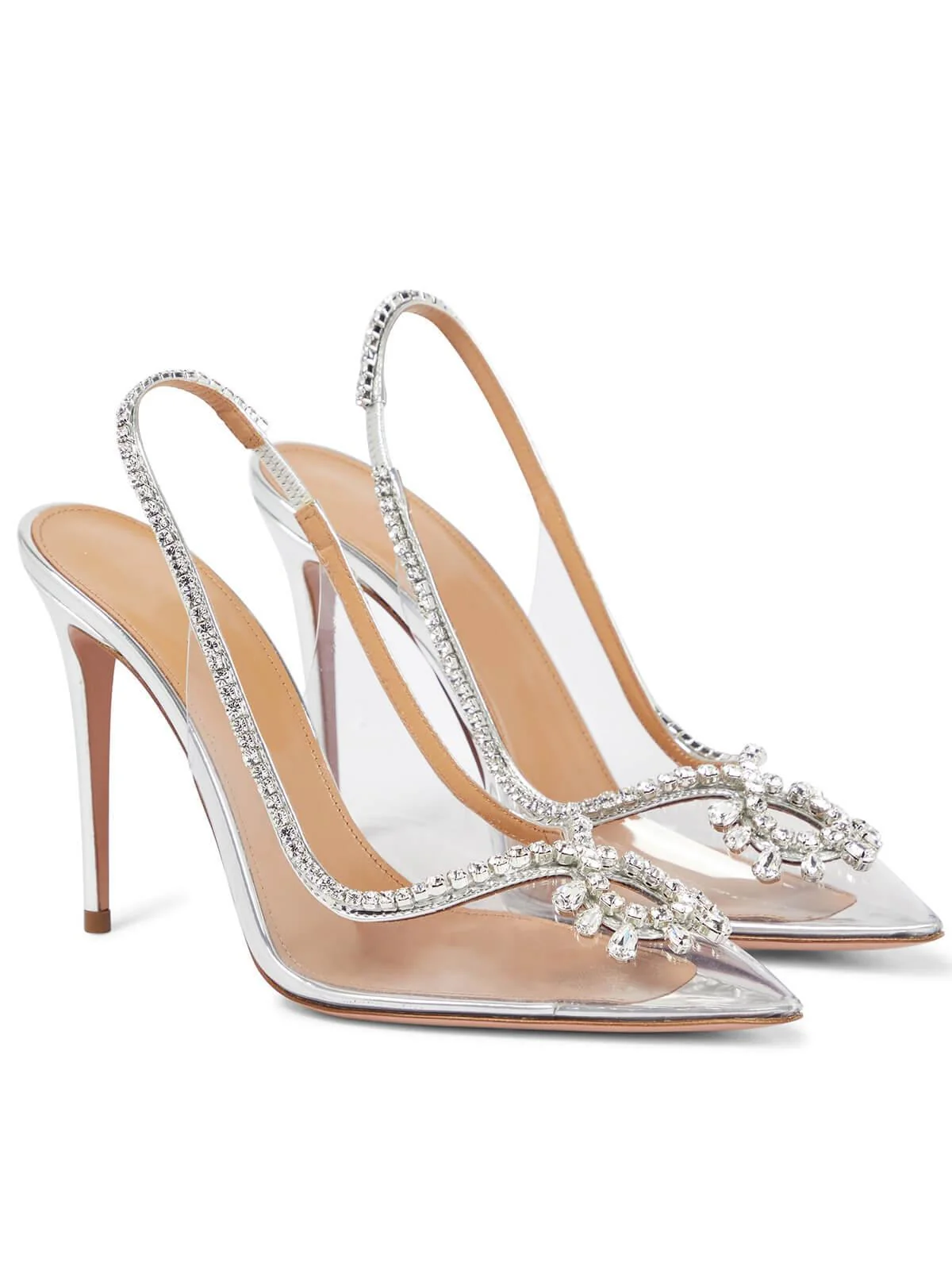 Silver Crystal Embellished Pumps - Glamorous Cutout Style
