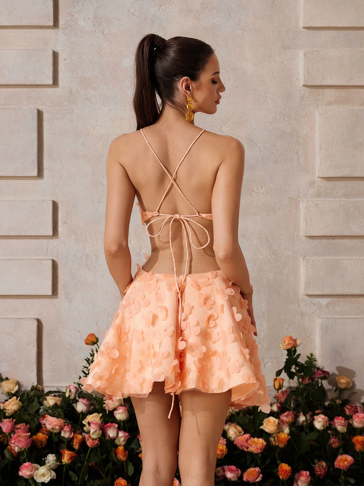 Floral Backless Mini Dress - Elegant & Alluring