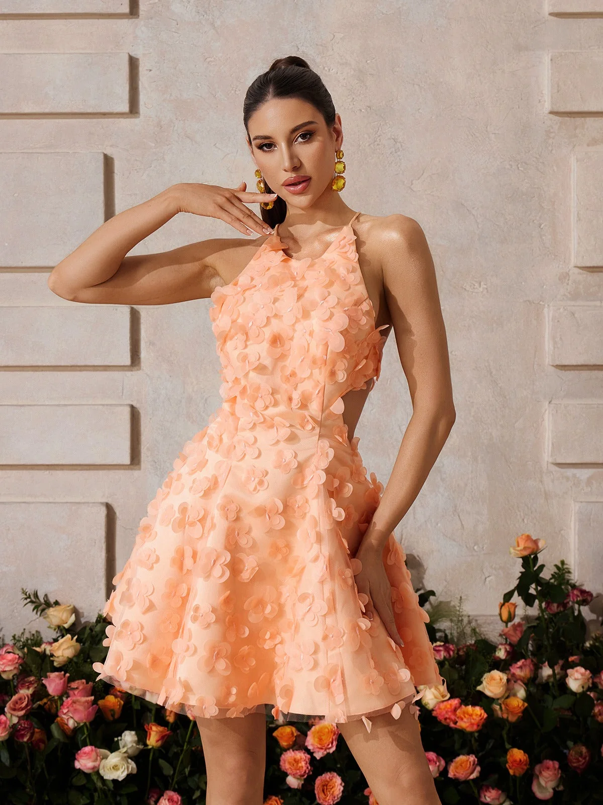 Floral Backless Mini Dress - Elegant & Alluring