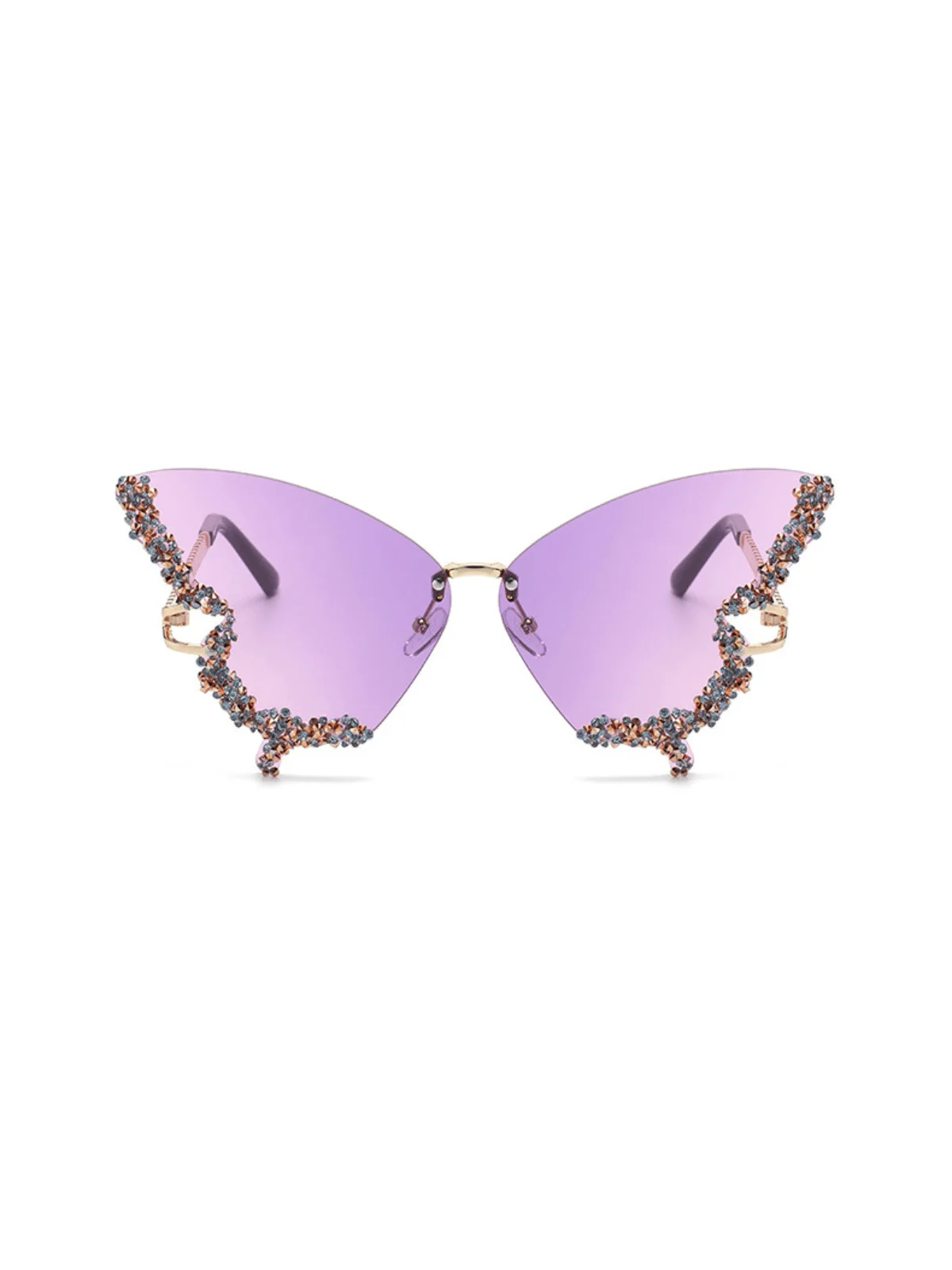 Purple Crystal Butterfly Sunglasses for Festivals