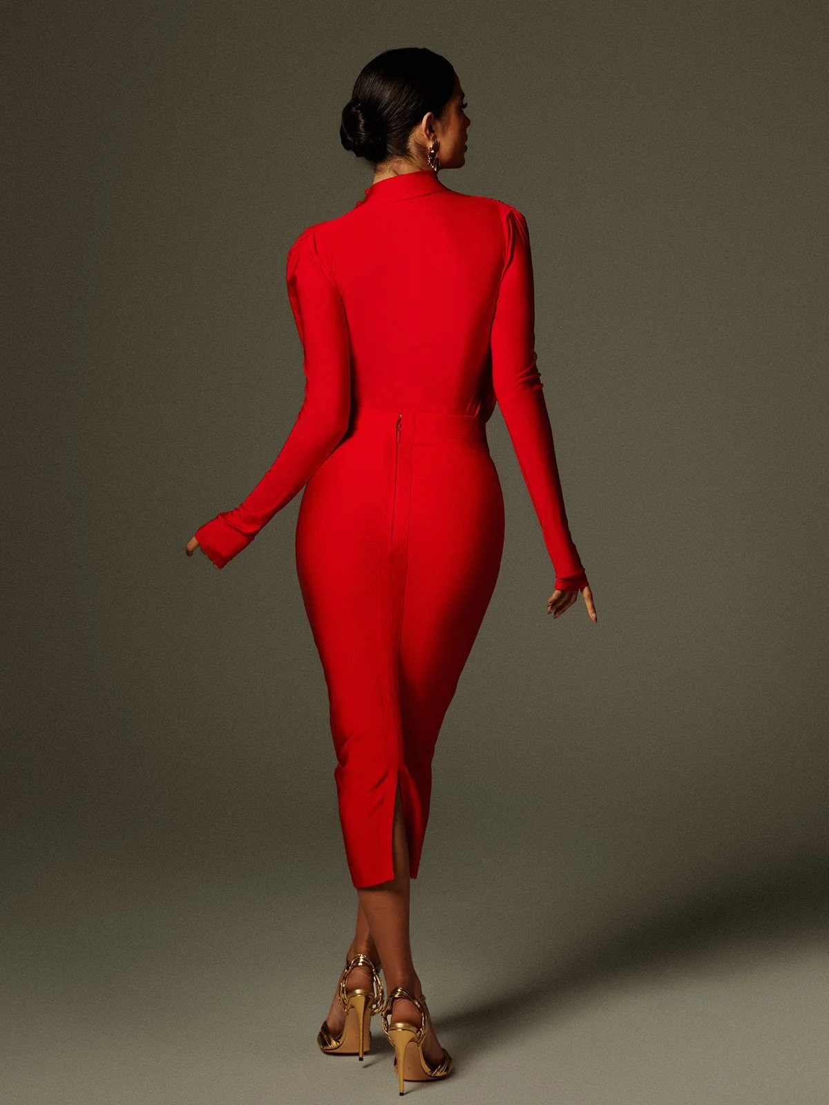 Ruched Long Sleeve Bodysuit for Women - Benjamin Style