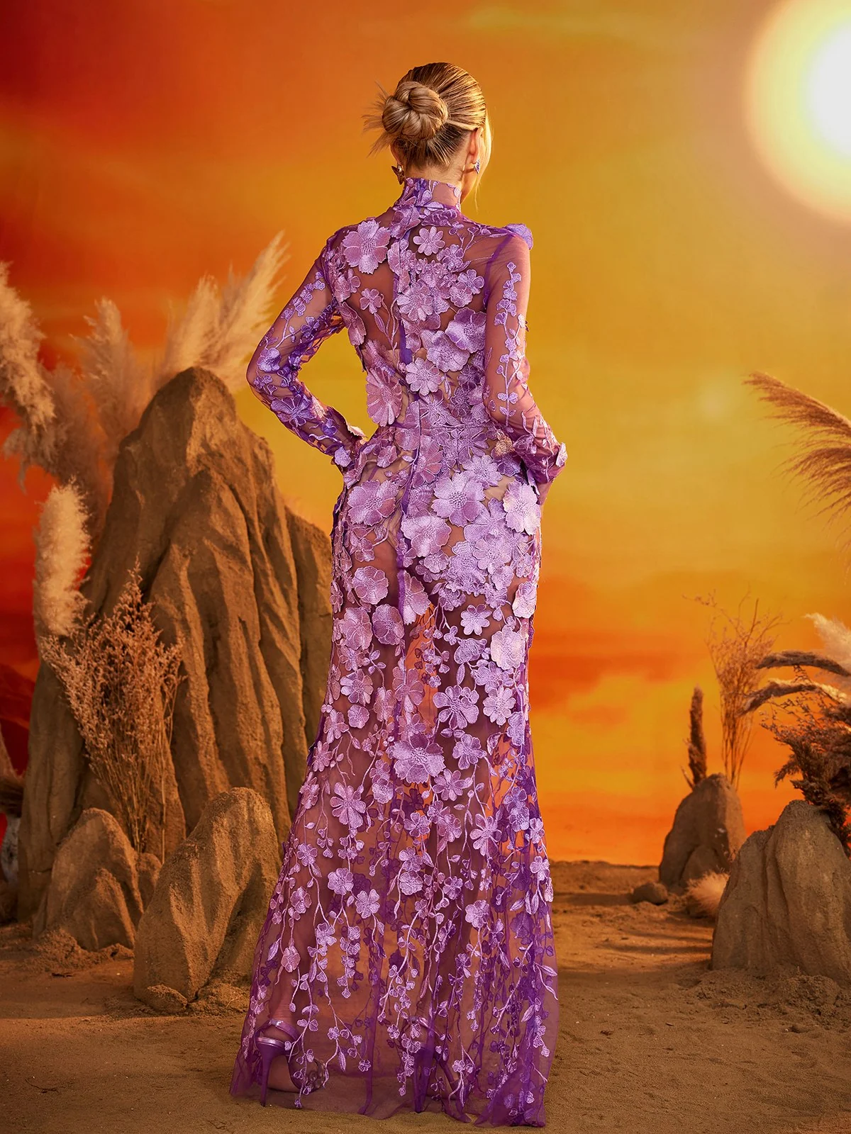 Floral Mesh Skirt Set in Luxe Fabric