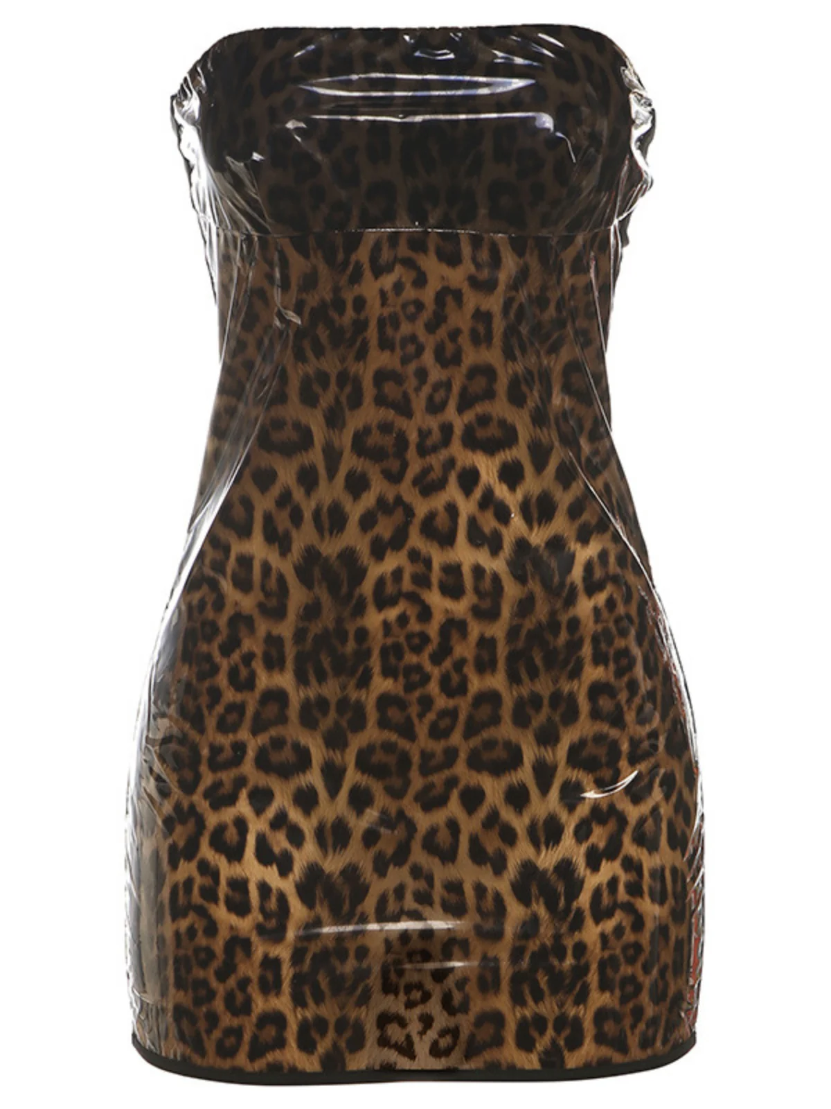 Leopard Print Strapless Mini Dress