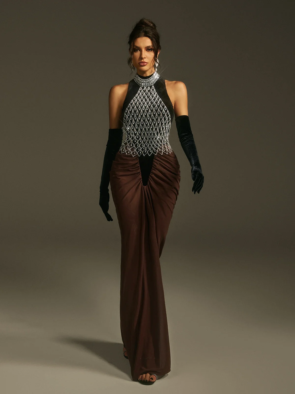 Silver Teardrop Fringe Halter Neck Top - Elegant Statement Piece