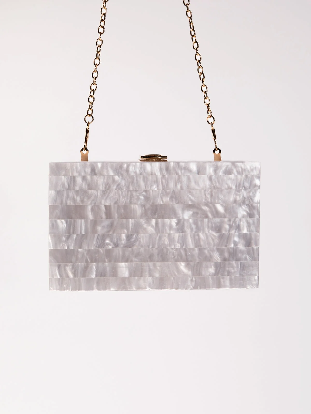 White Acrylic Convertible Clutch - Modern Elegant Shoulder Bag