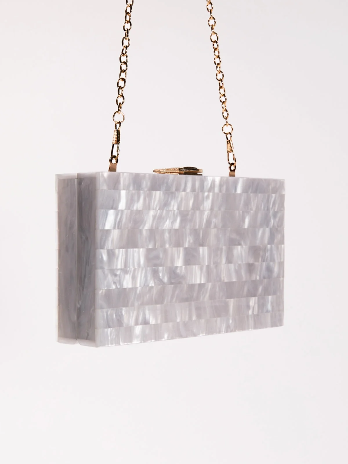 White Acrylic Convertible Clutch - Modern Elegant Shoulder Bag