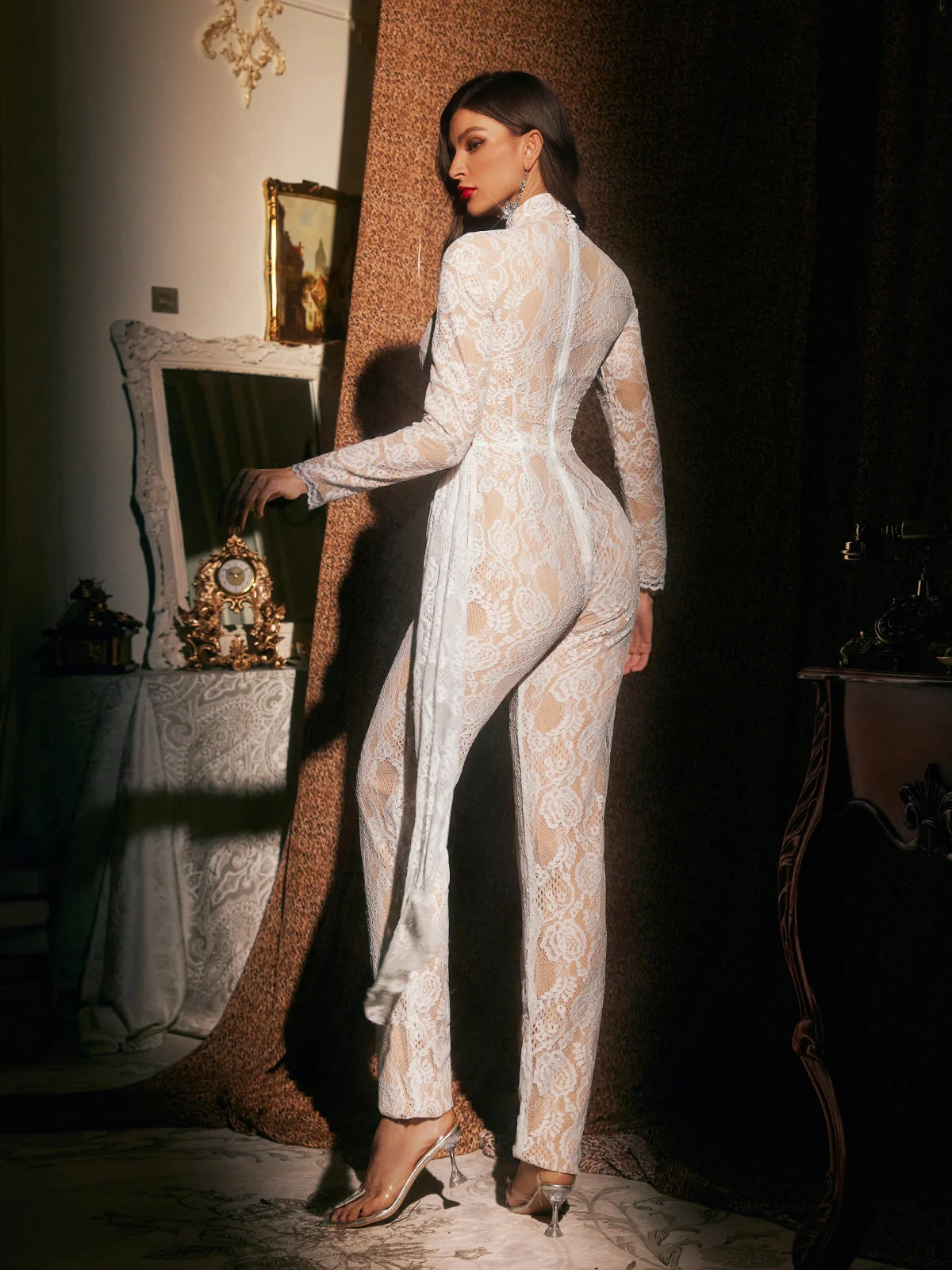 Elegant Lace Draped Jumpsuit for Special Occasions