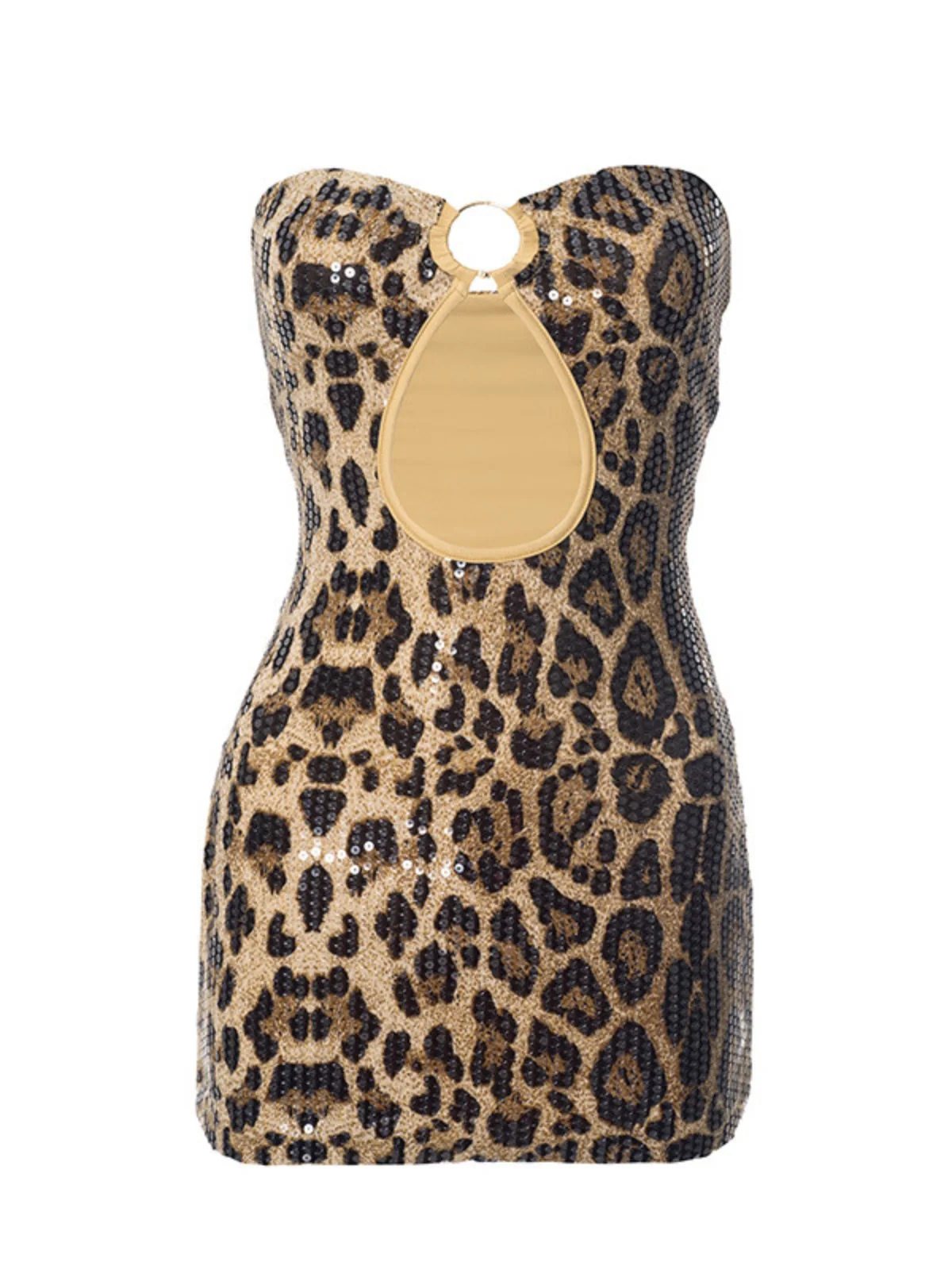 Leopard Sequin Mini Dress with Strategic Cutouts