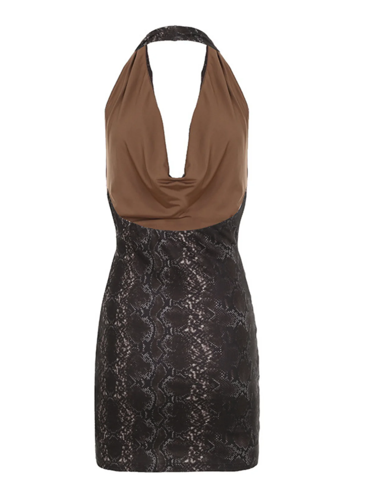 Snake Print Cowl Neck Mini Dress | Elegant & Fierce Style