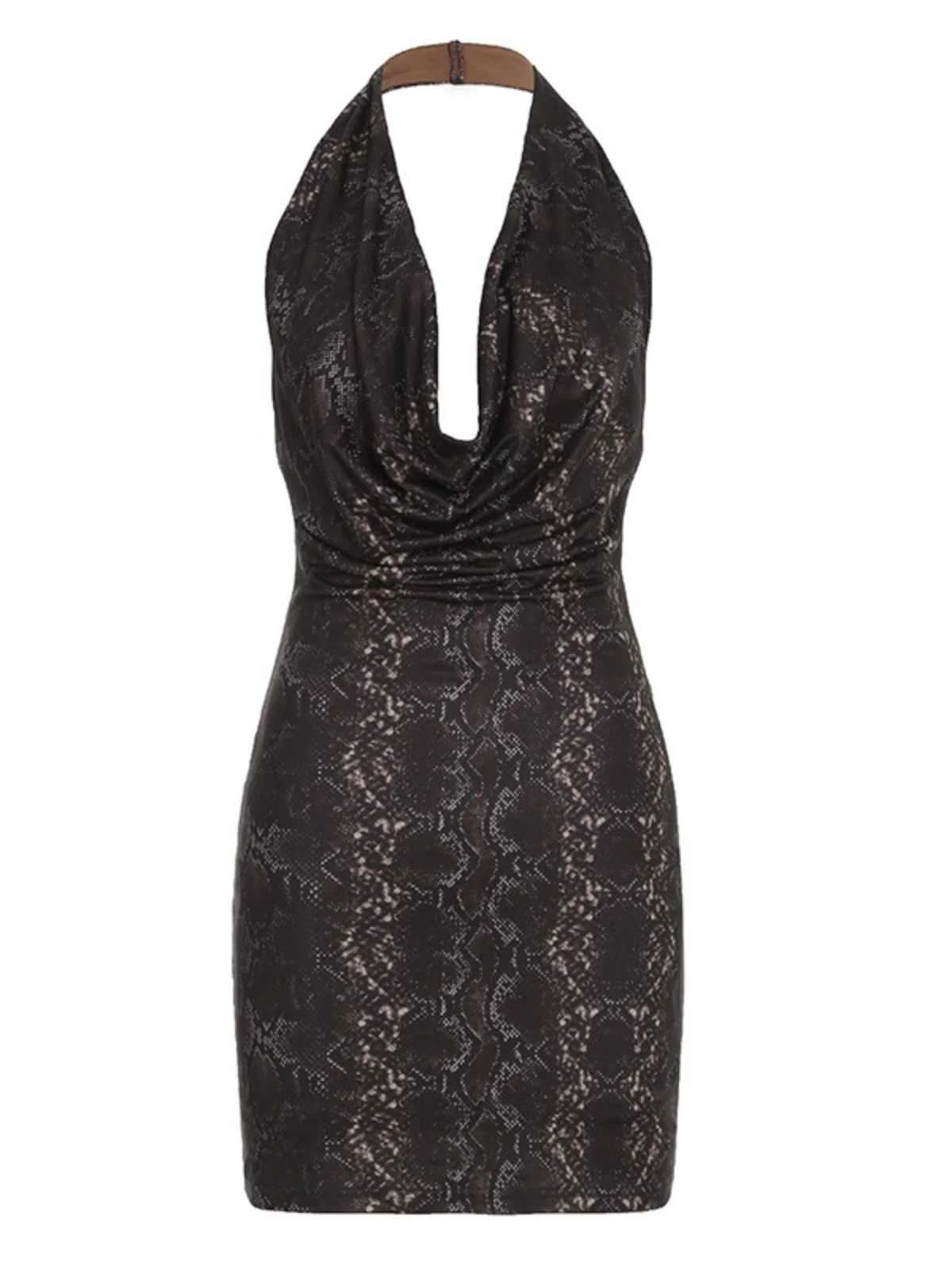 Snake Print Cowl Neck Mini Dress | Elegant & Fierce Style