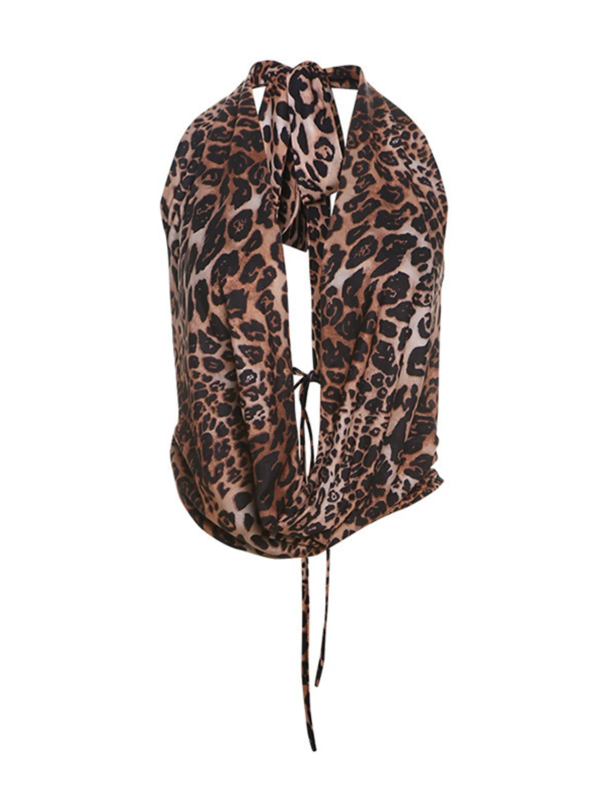 Leopard Lace Up Cowl Neck Top - Stylish Pyxandor Design