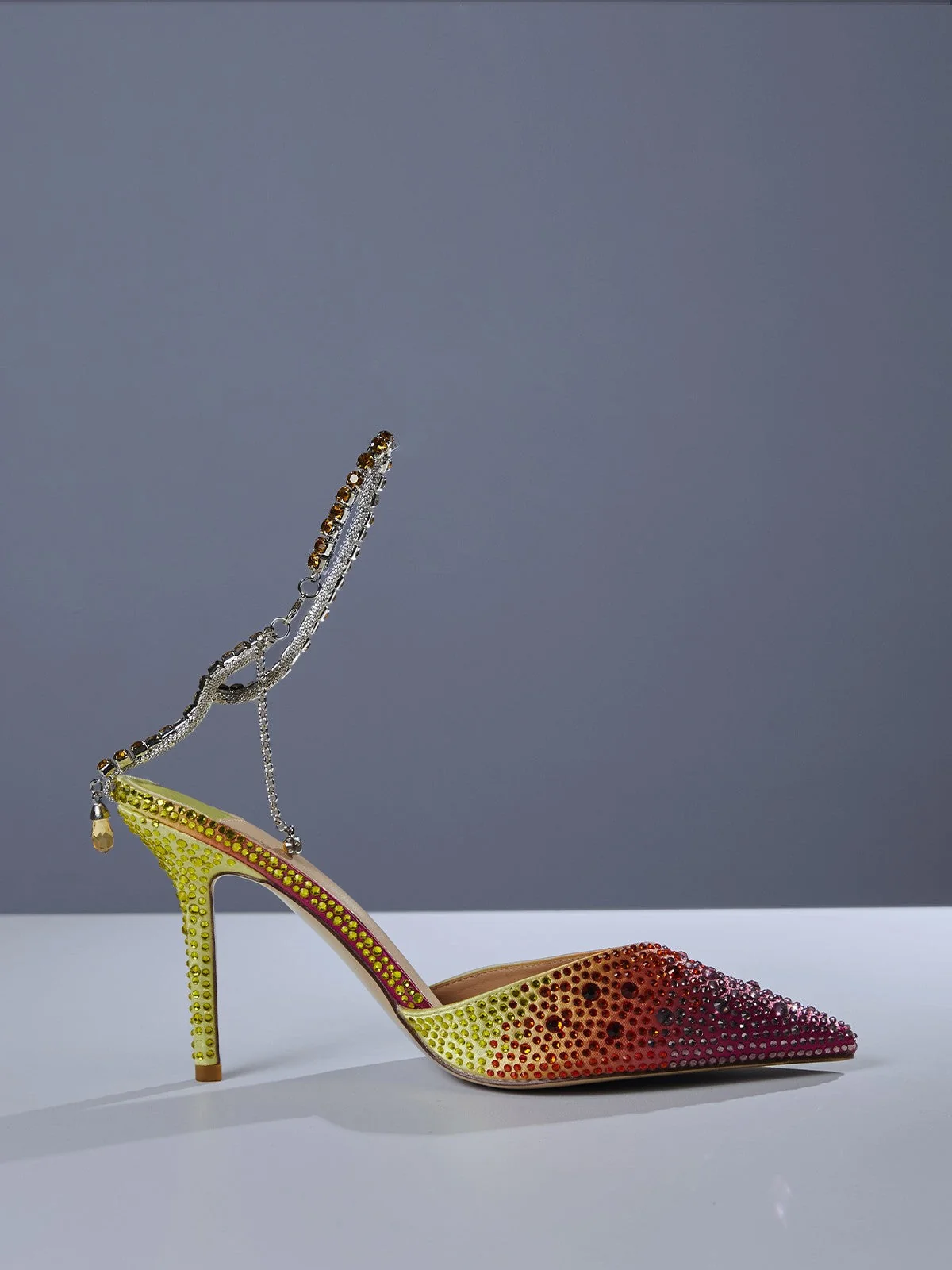 Yellow Fringe Crystal Stiletto Heels