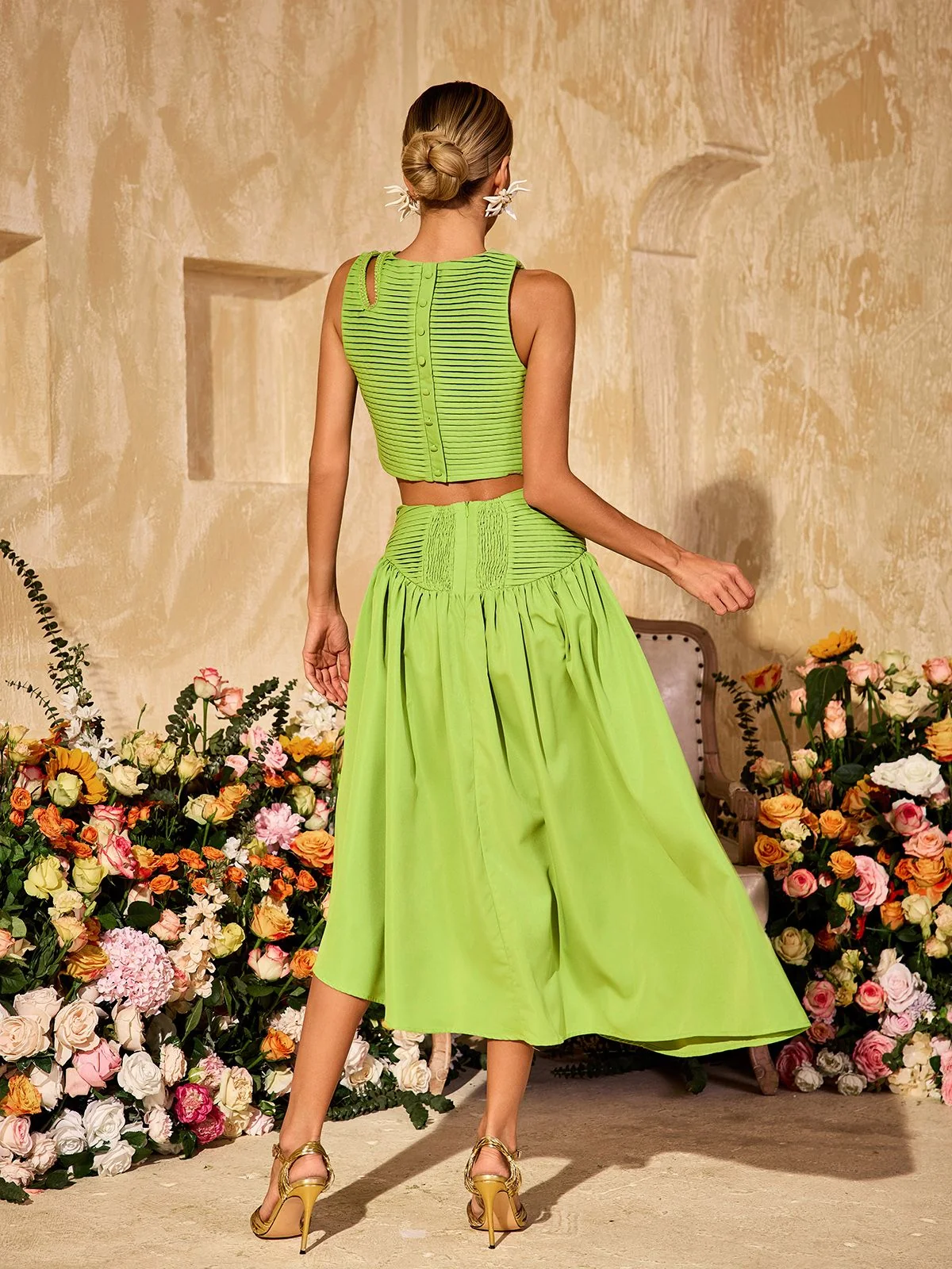 Ruched Sleeveless Skirt Set for Fashionable Looks