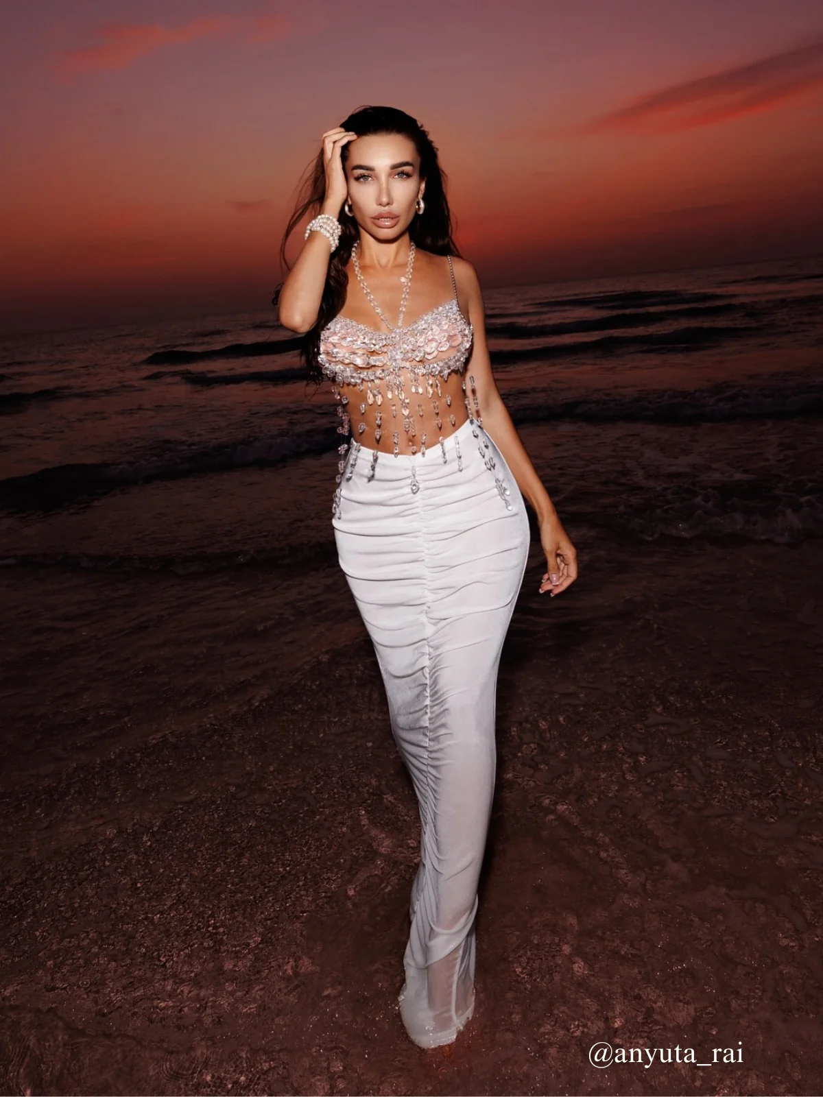 White Fringe Gemstone Beaded Bralette