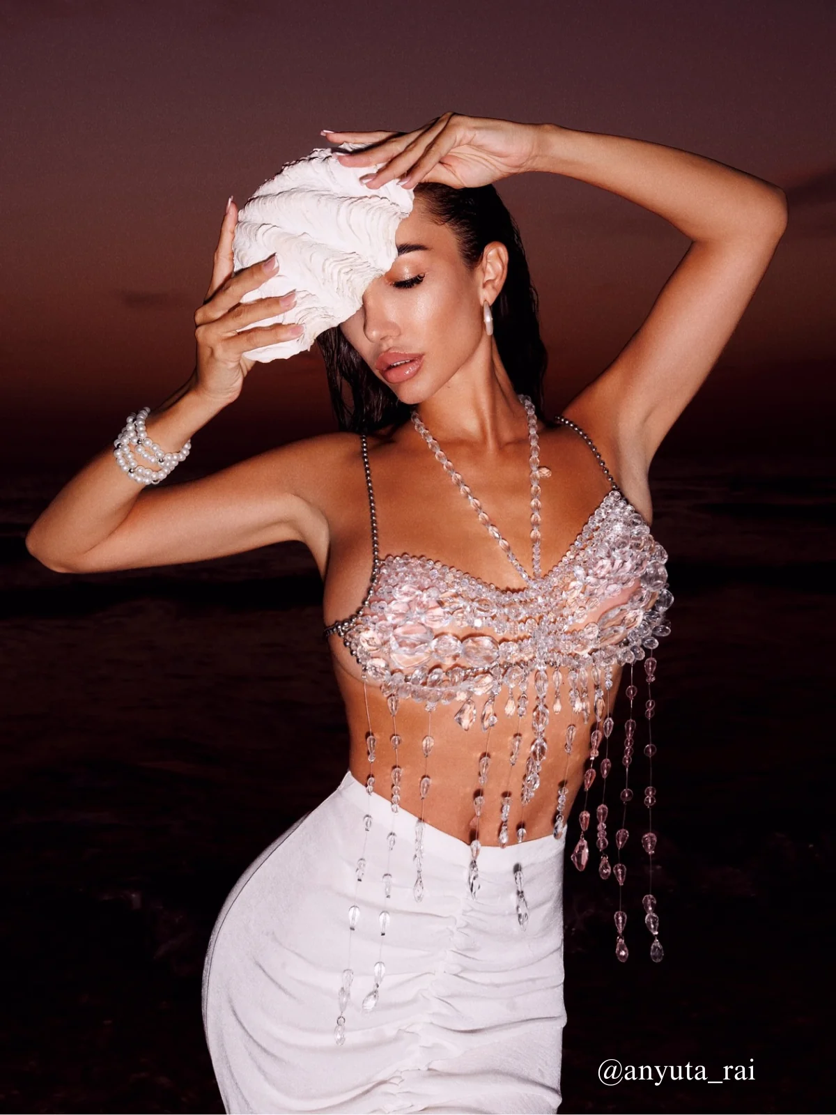 White Fringe Gemstone Beaded Bralette