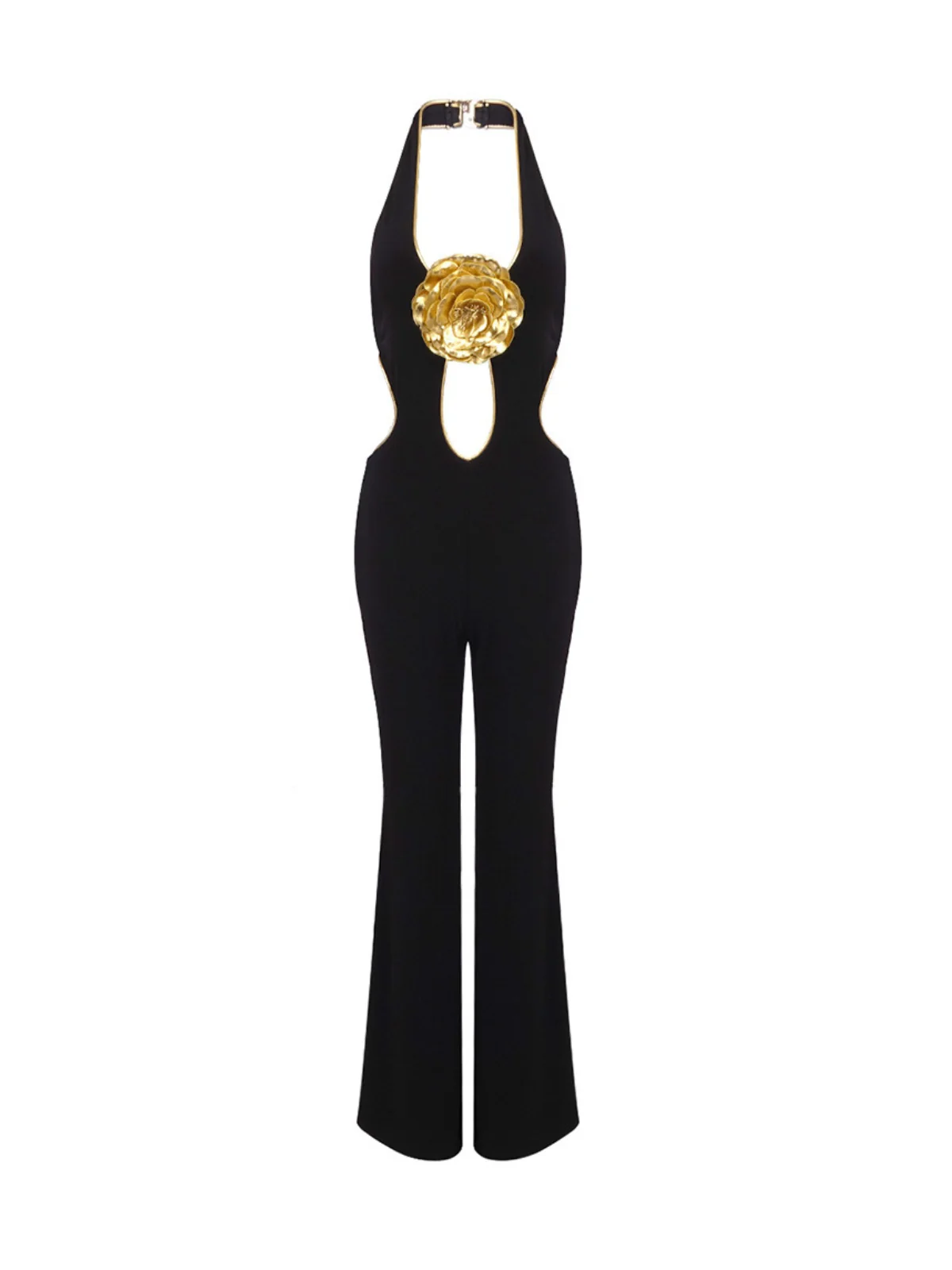 Elegant Flower Cutout Jumpsuit - Womens Fashion