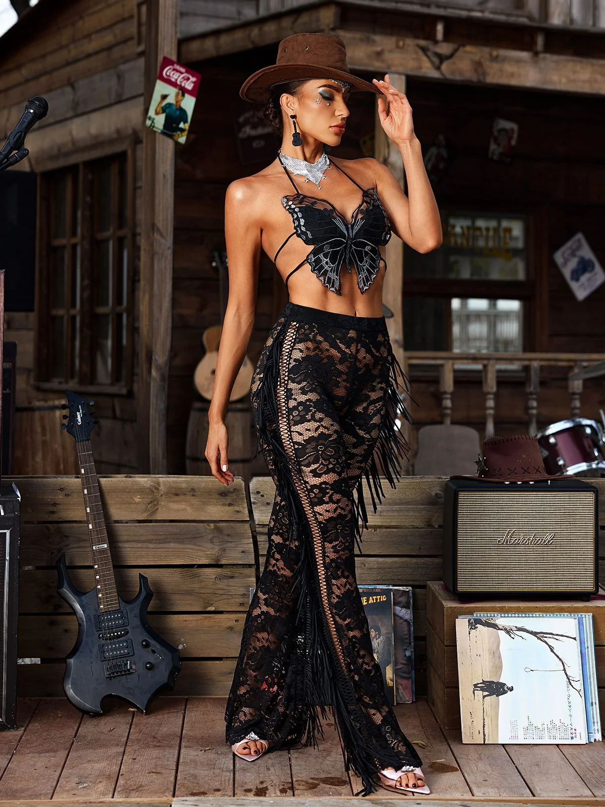 Sheer Lace Black Pants - Elegant Stylish Delicately Crafted Trousers