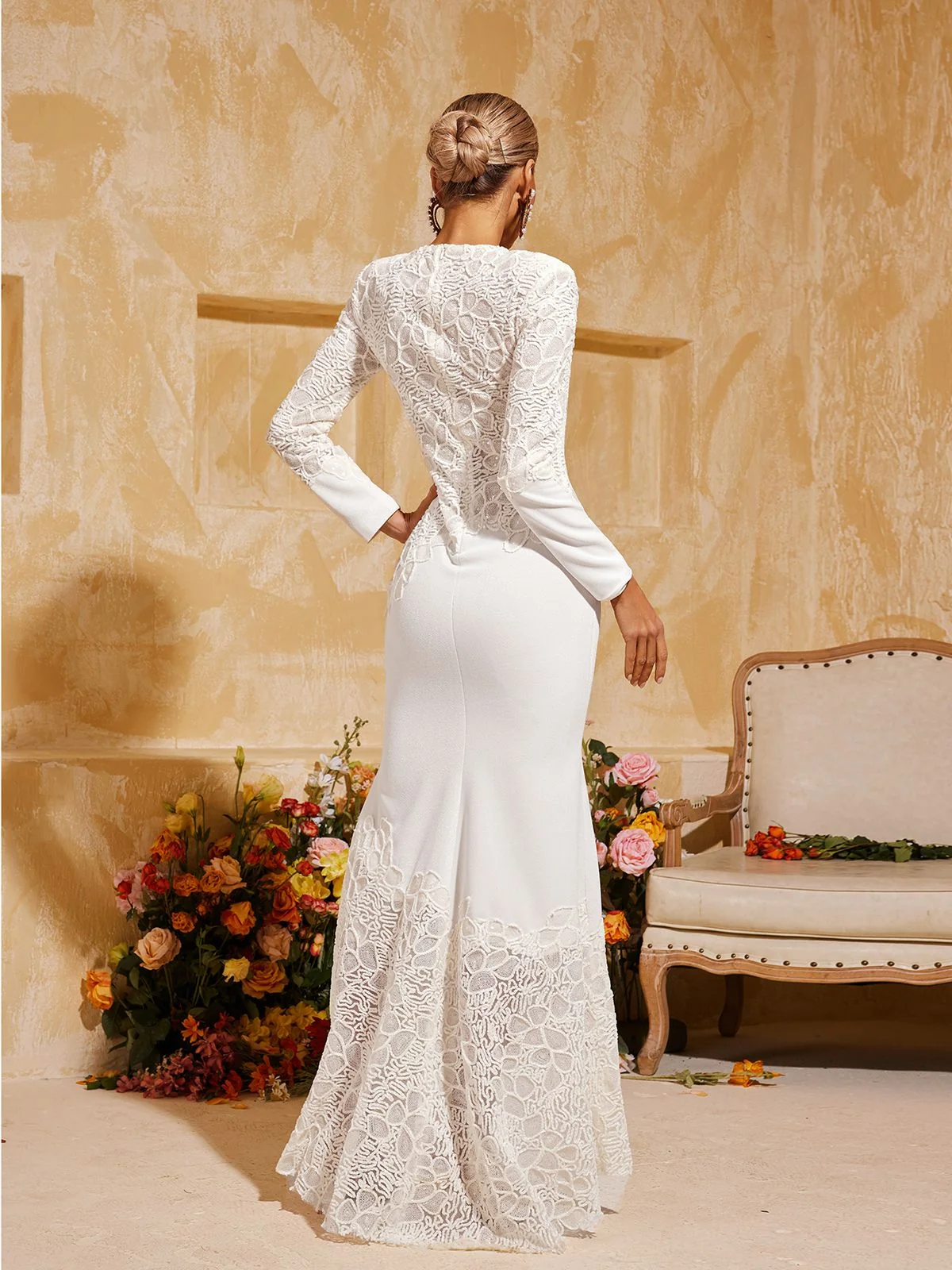 Sequin Maxi Dress with Long Sleeves - Elegant Statement Piece