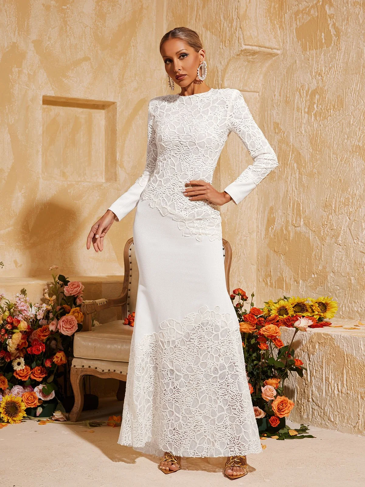 Sequin Maxi Dress with Long Sleeves - Elegant Statement Piece