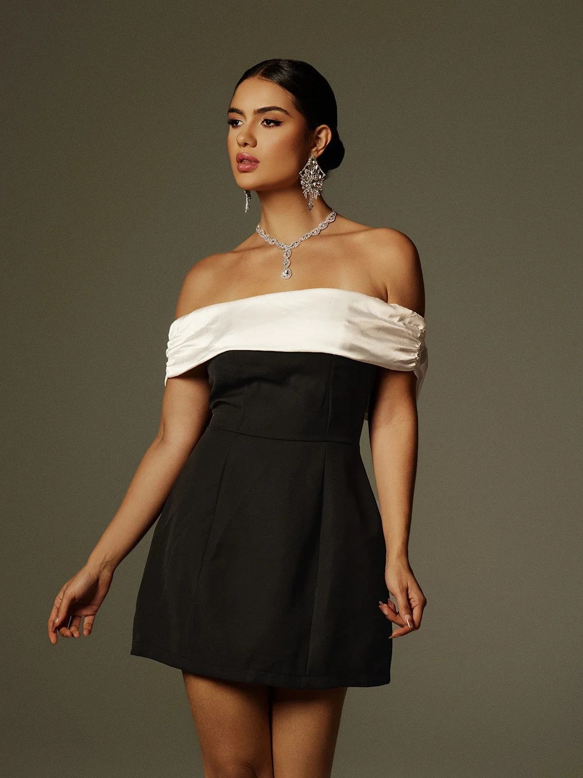 Elegant Off Shoulder Bow Mini Dress