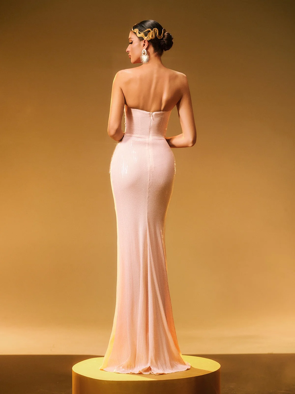 Glamorous Sequin Maxi Dress - Elegant Strapless Design