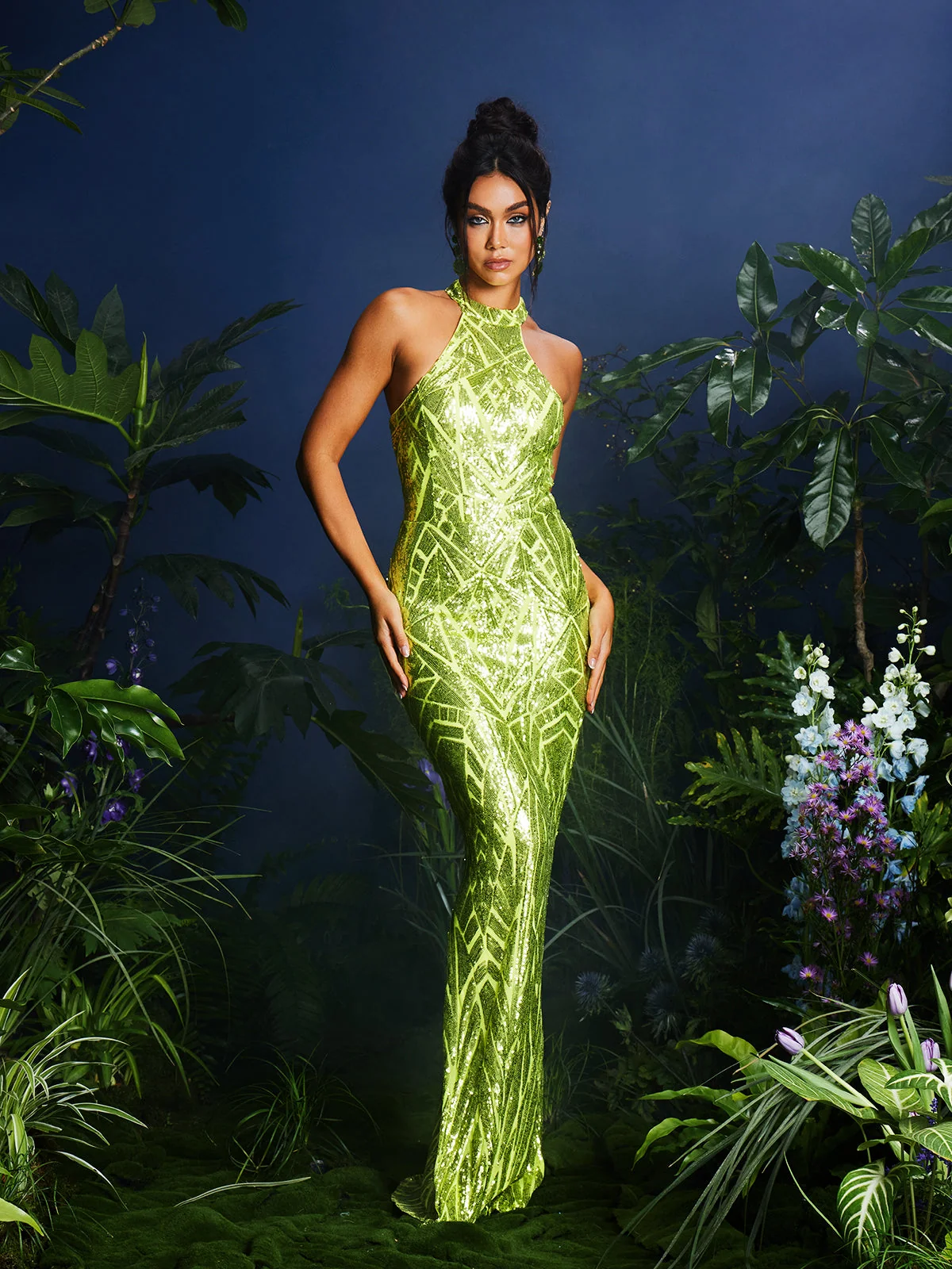 Sequin Halterneck Maxi Dress - Elegant and Glamorous