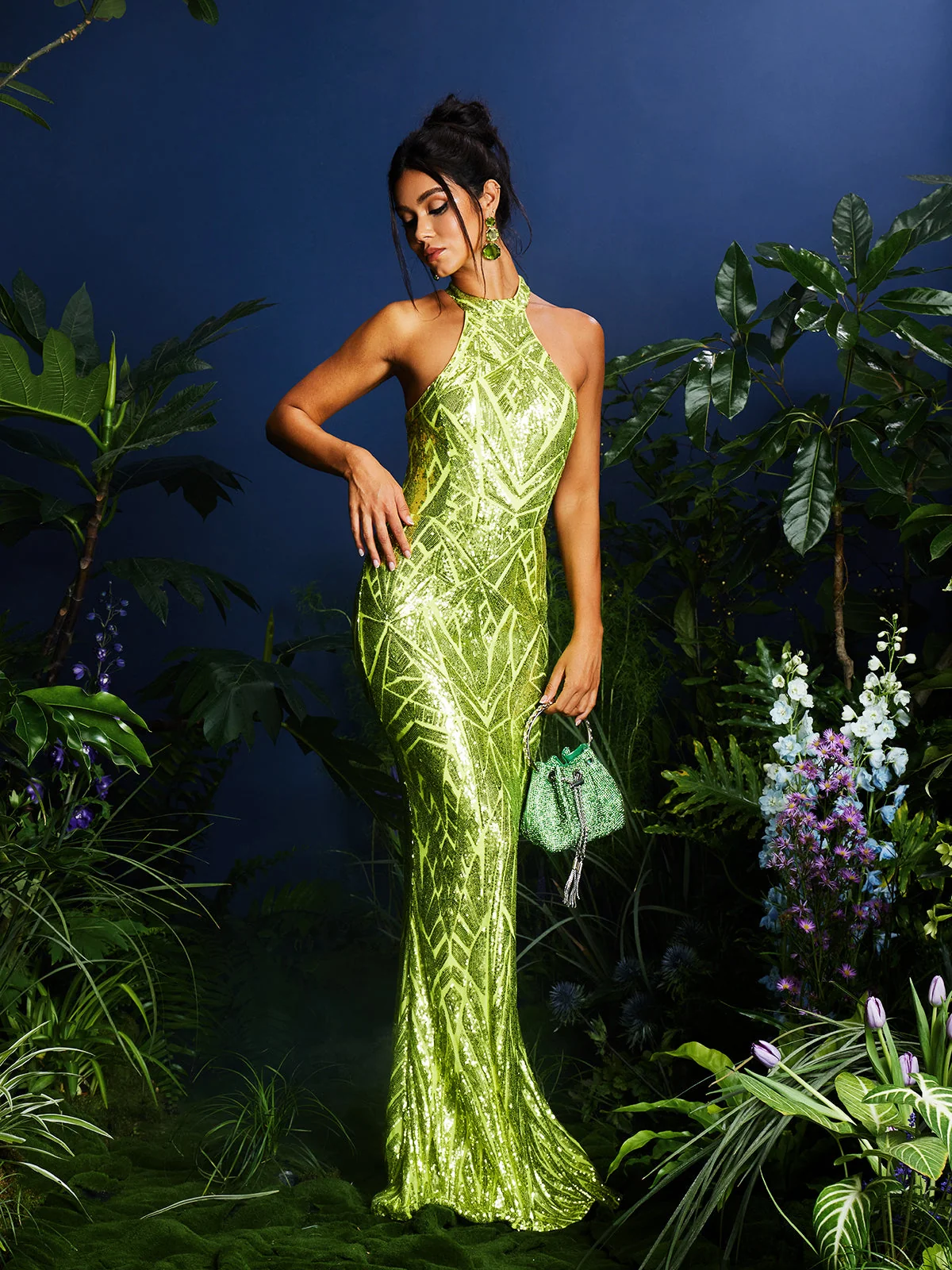 Sequin Halterneck Maxi Dress - Elegant and Glamorous