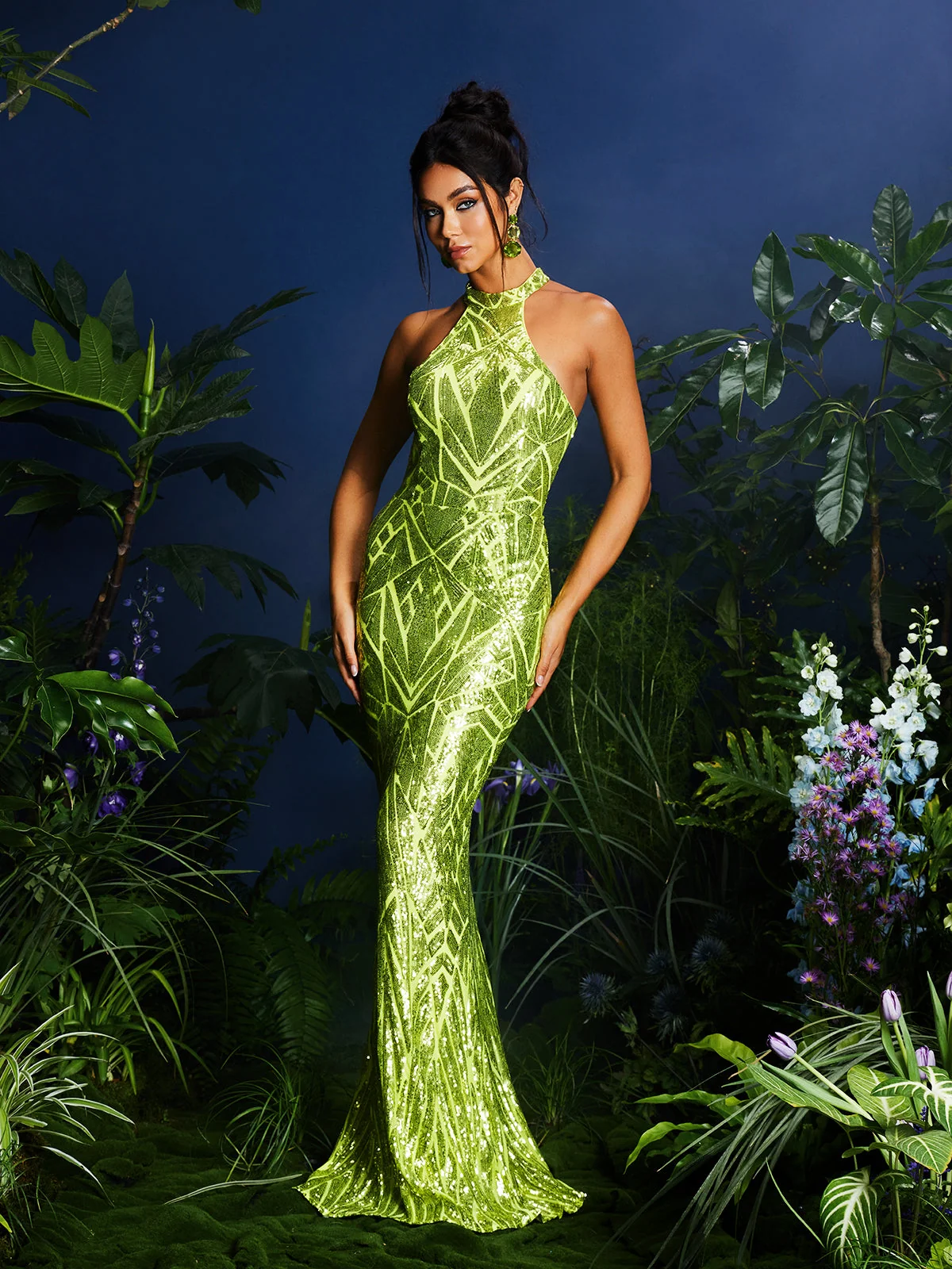 Sequin Halterneck Maxi Dress - Elegant and Glamorous