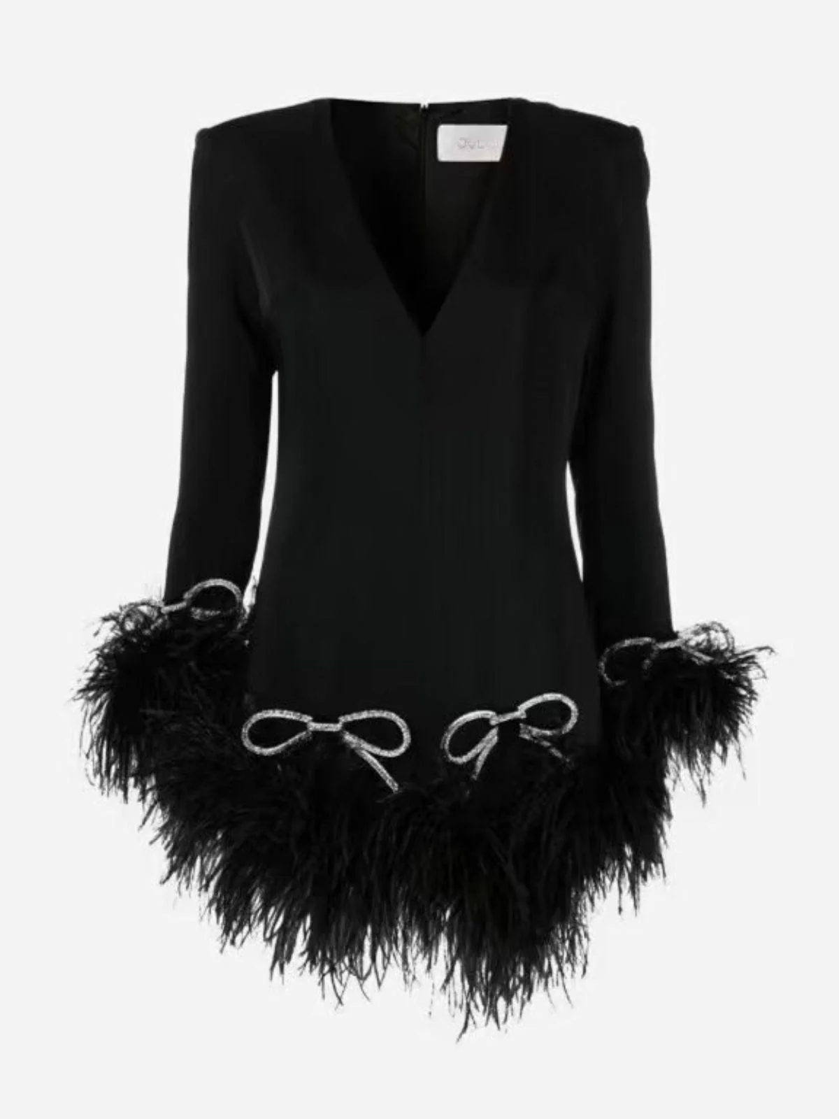 Crystal Feather Statement Sleeve Mini Dress