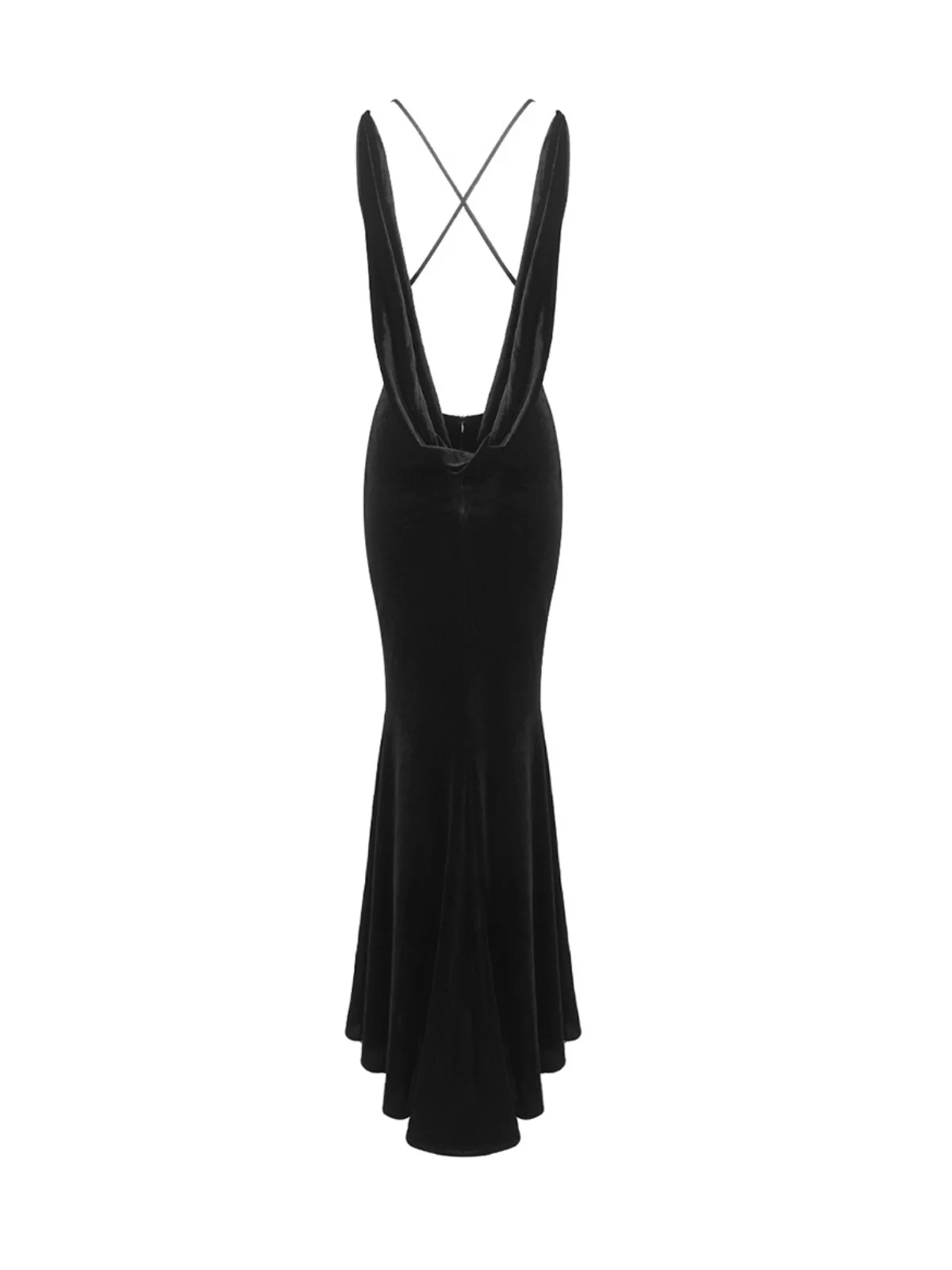 Velvet Flower Plunge Neck Maxi Dress - Elegant Black Cocktail Attire