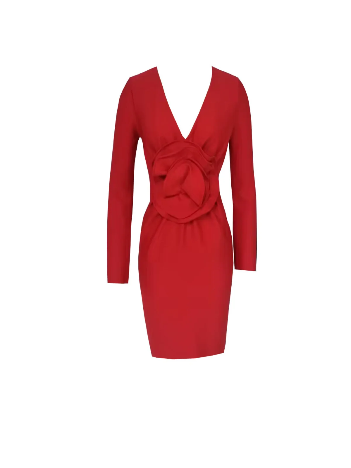 Floral V Neck Mini Dress - Trendy Red V-Neck Cocktail Dress