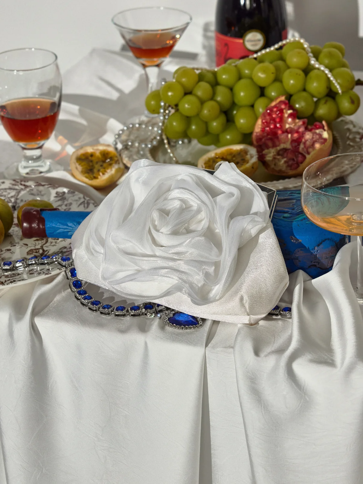 White Satin Floral Bag by Mew Mews - Stylish and Versatile